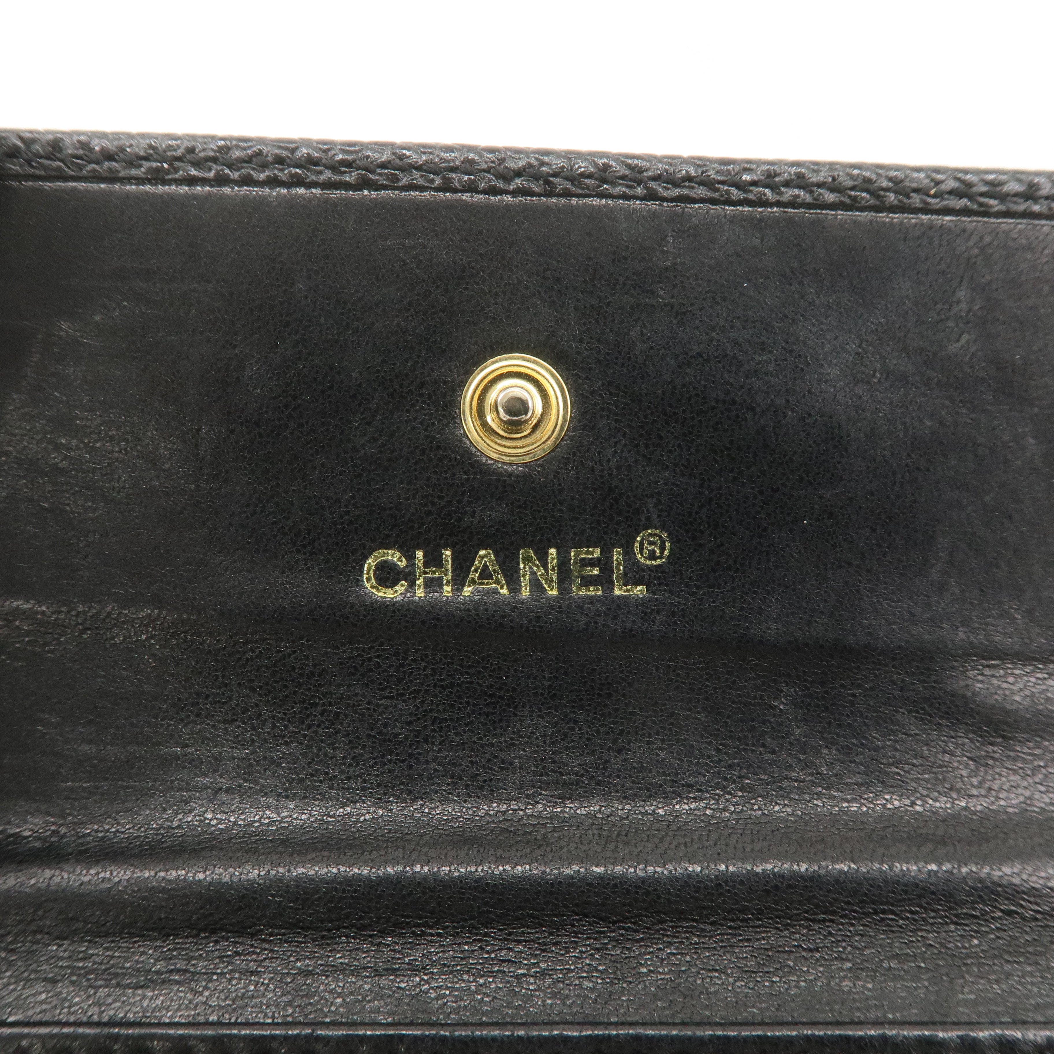 CHANEL Caviar Skin Coco Mark Tri-fold Wallet Black A13226