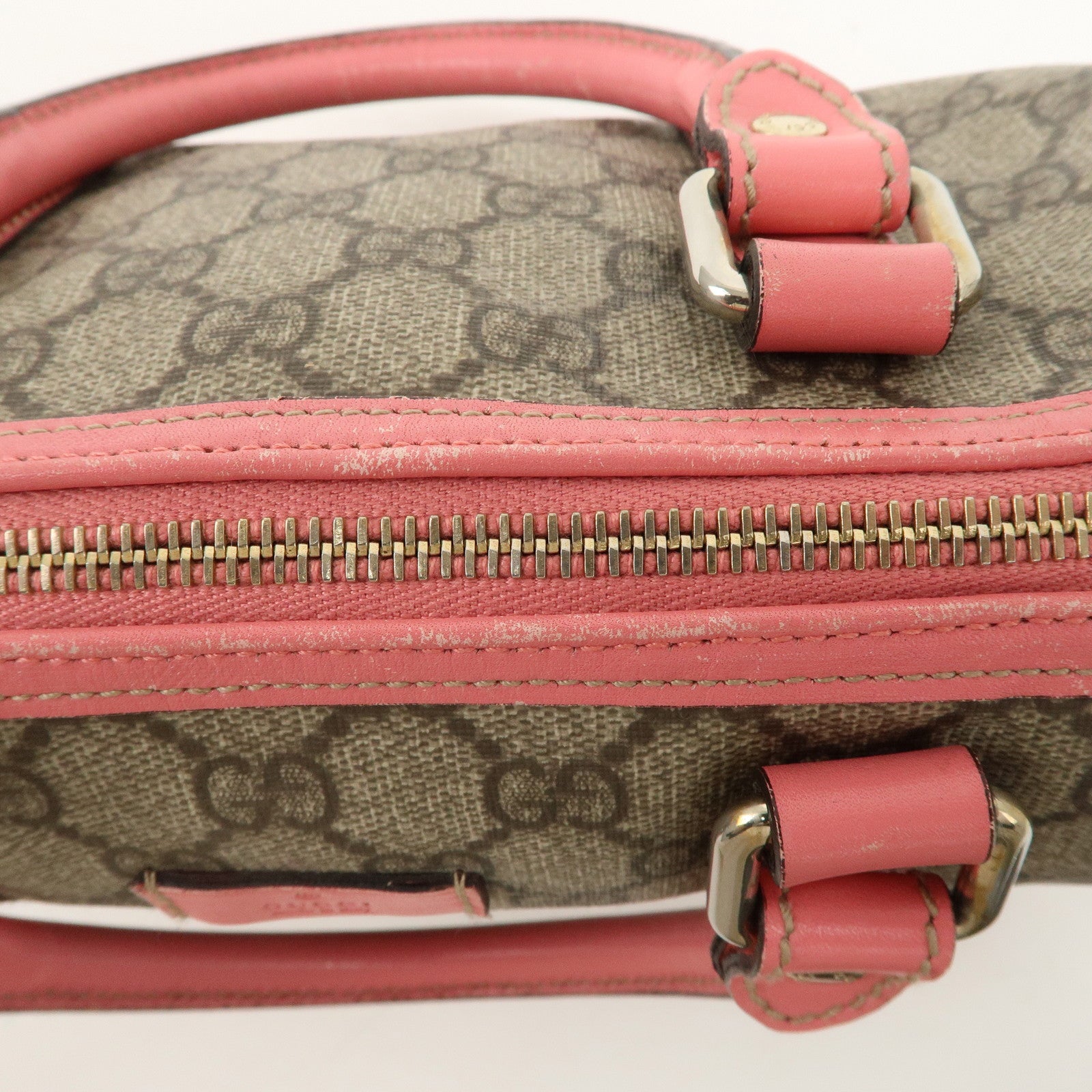 GUCCI GG Supreme Leather Boston Bag Shoulder Bag Pink 193604