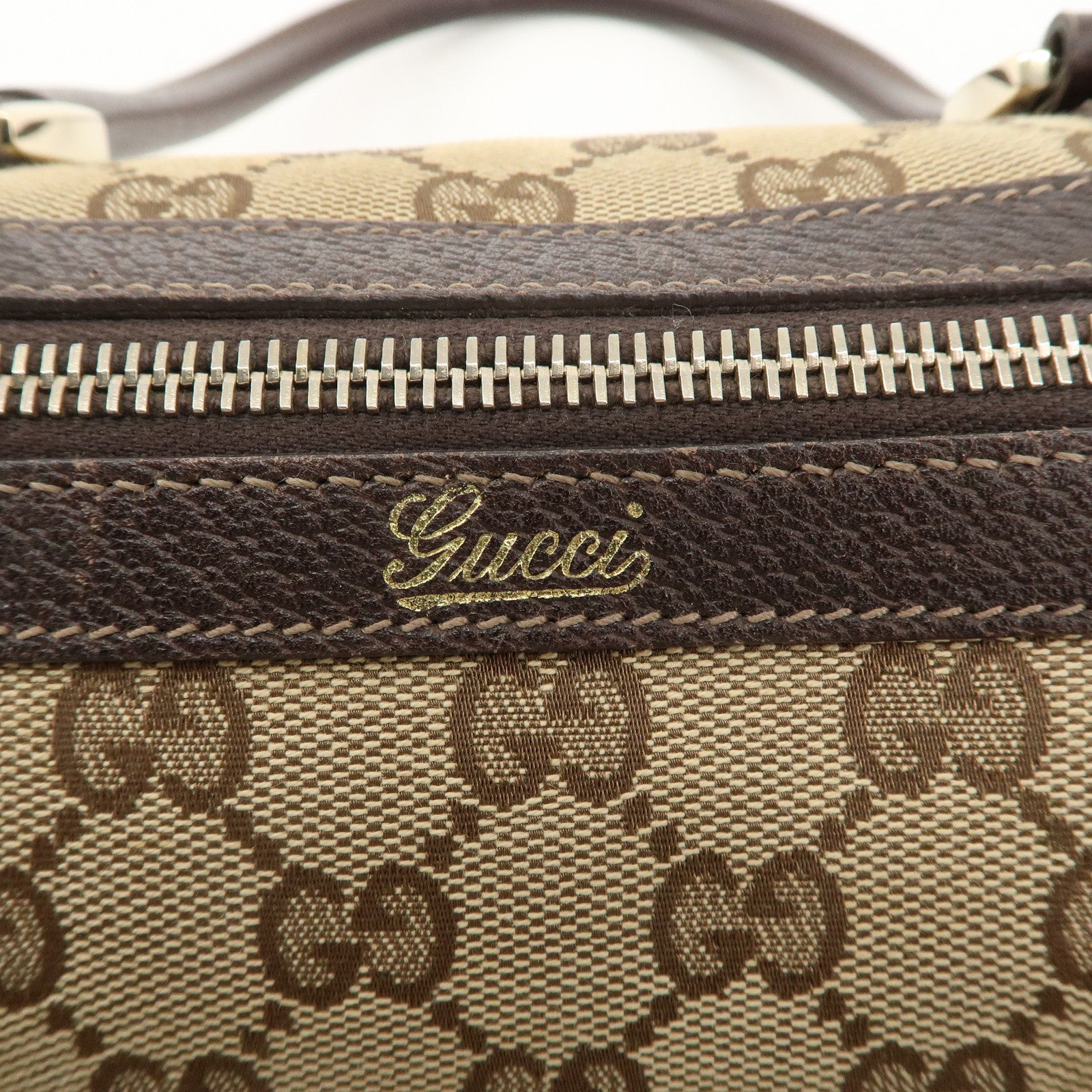 GUCCI Abbey GG Canvas Leather Mini Boston Bag Beige Brown 130942