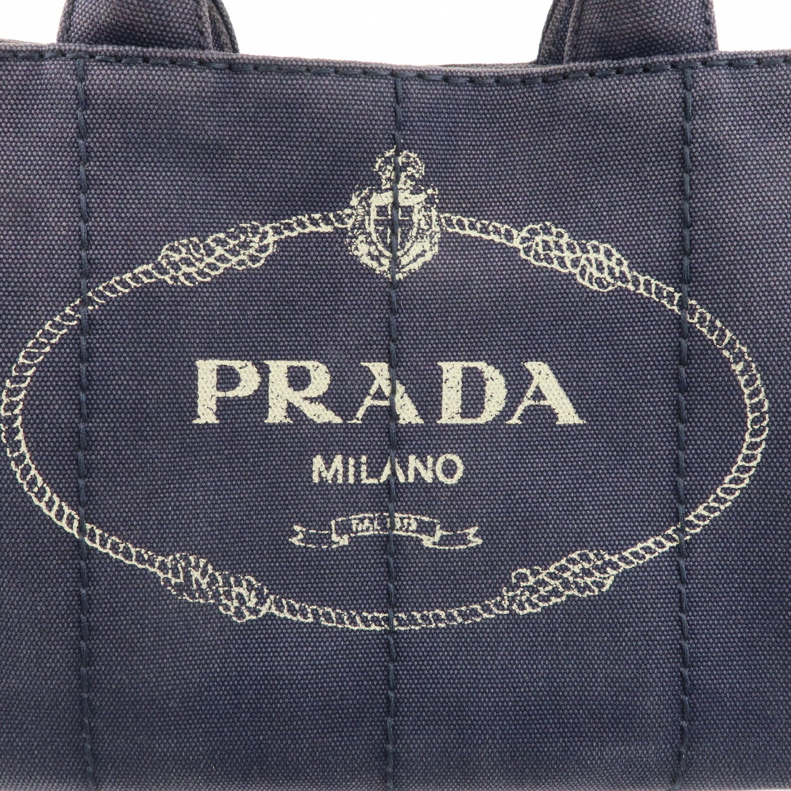 PRADA Logo Canapa Mini Canvas 2Way Bag Hand Bag Navy 1BG439