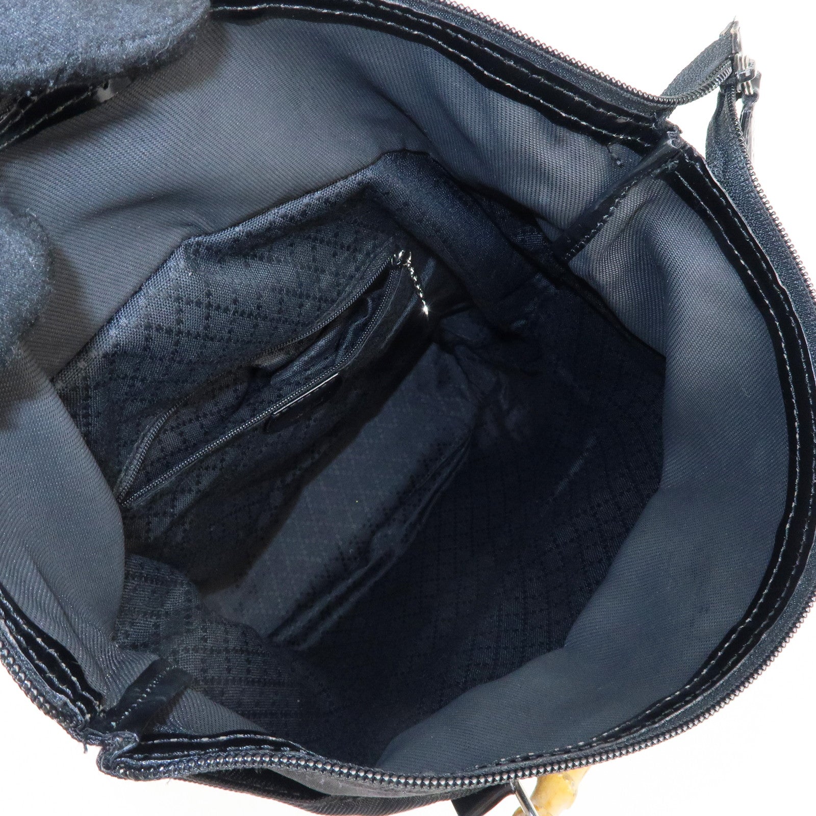 GUCCI Bamboo Nylon Patent Leather Hand Bag Black 000 3754 0508