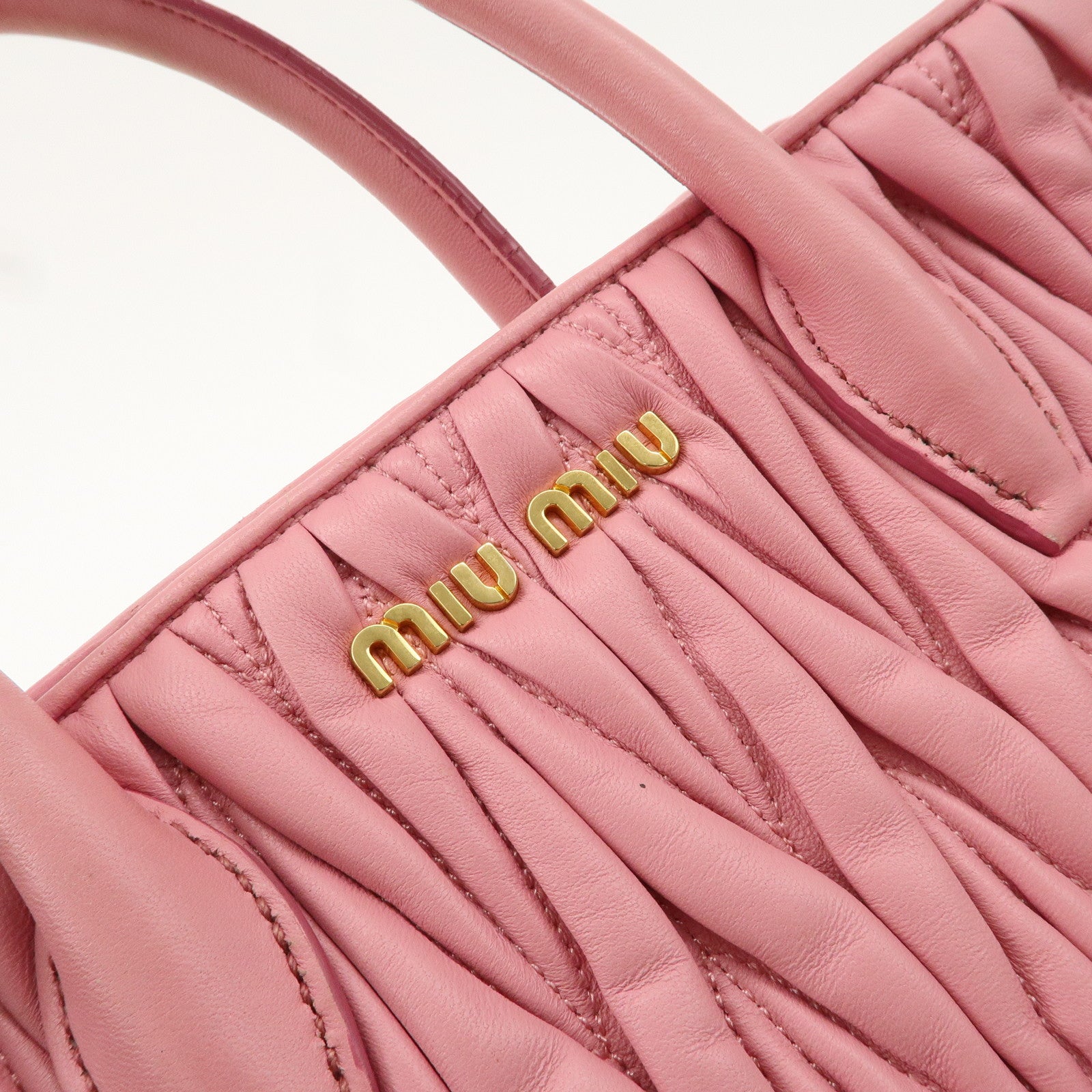 MIU MIU Matelasse Leather 2Way Shoulder Hand Bag Pink RN1069