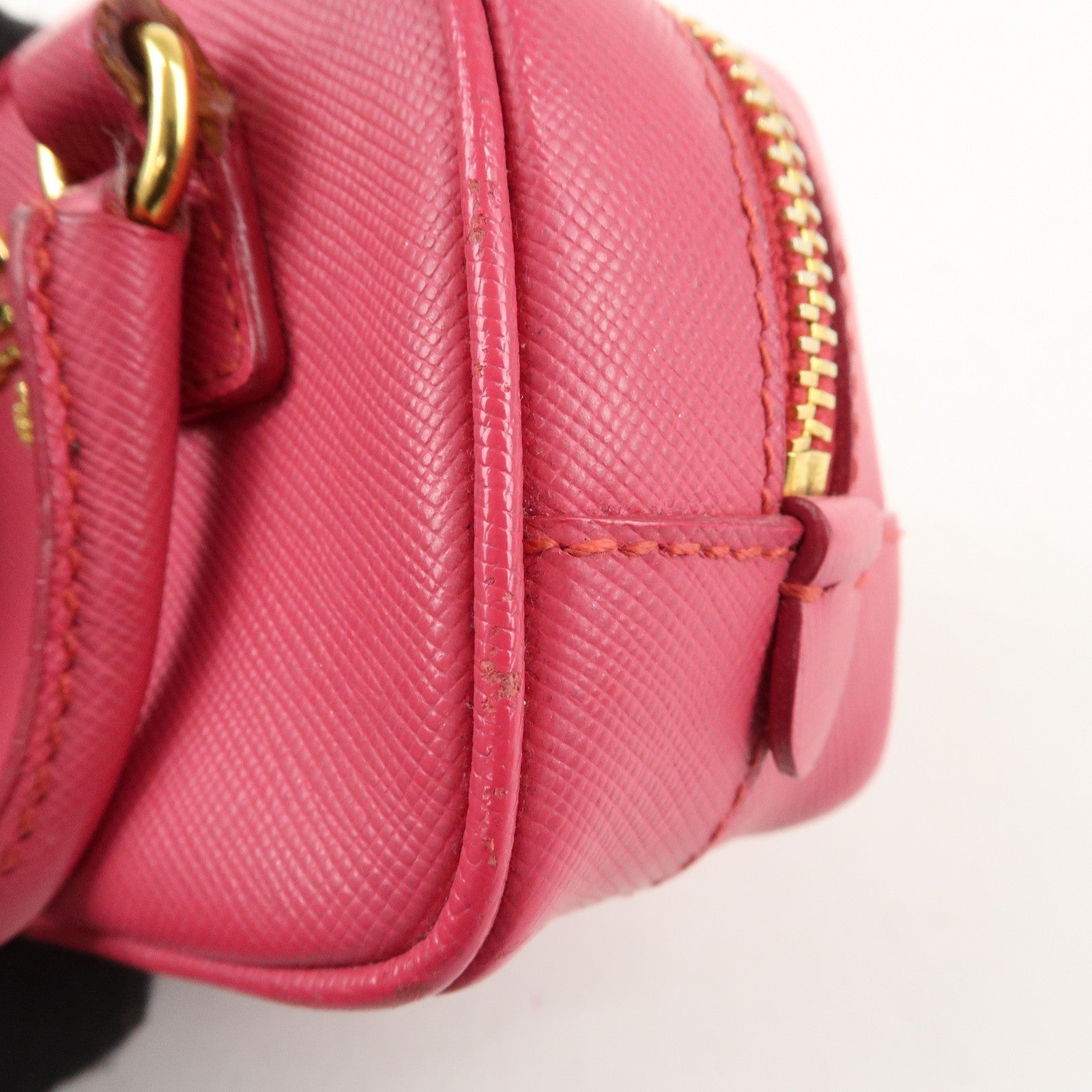 PRADA Logo Safiano Leather Mini Hand Bag Mini Pouch Pink