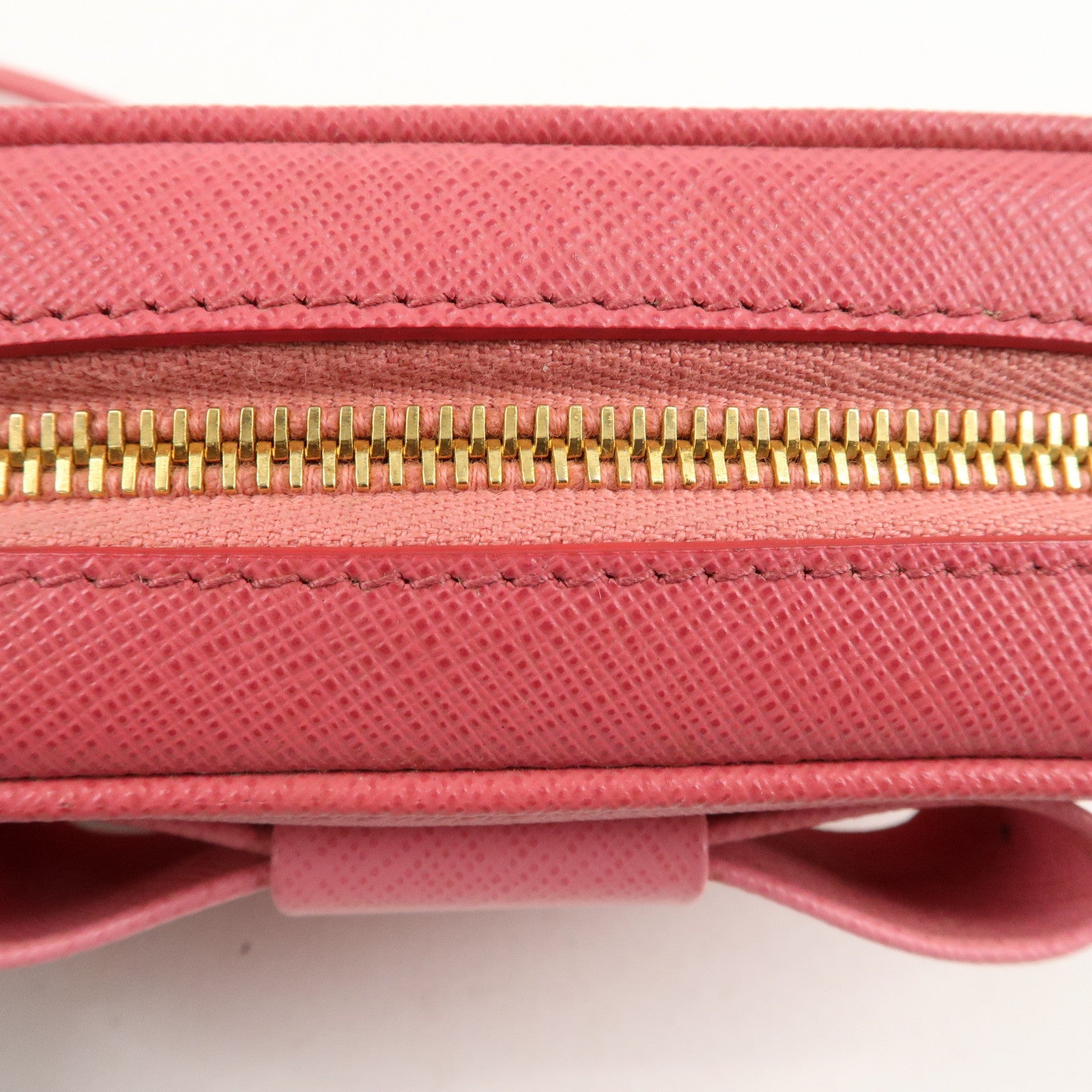 PRADA Logo Saffiano Leather Ribbon Shoulder Bag Pink 1N1674