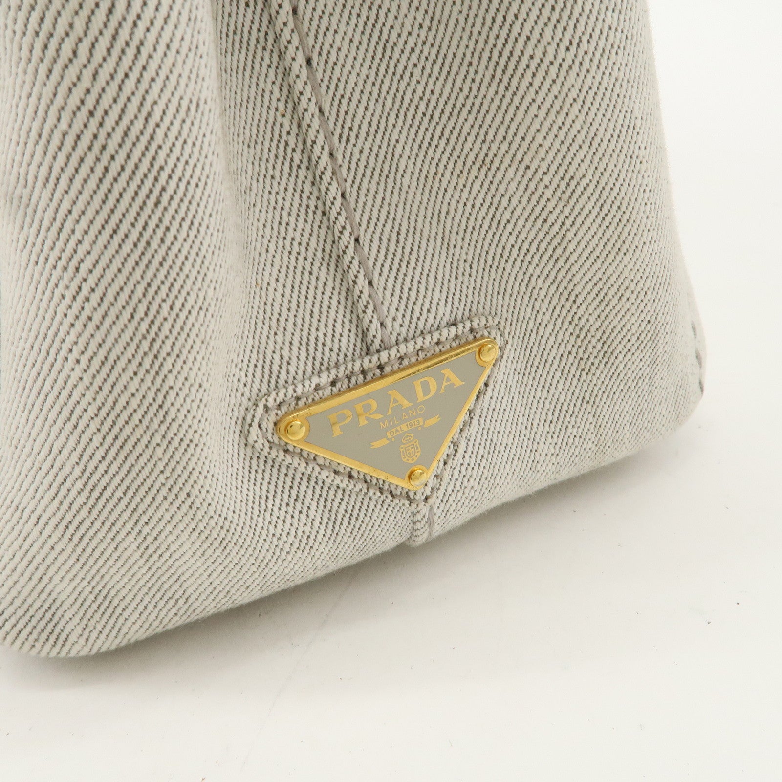 PRADA Logo Canapa Mini Canvas 2Way Tote Bag Hand Bag Gray