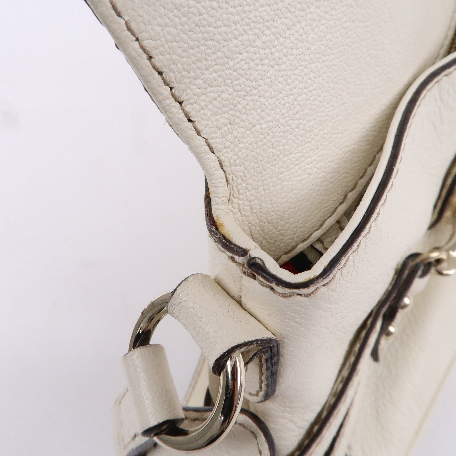 GUCCI Horsebit GG Leather Shoulder Bag Hand Bag White 159402