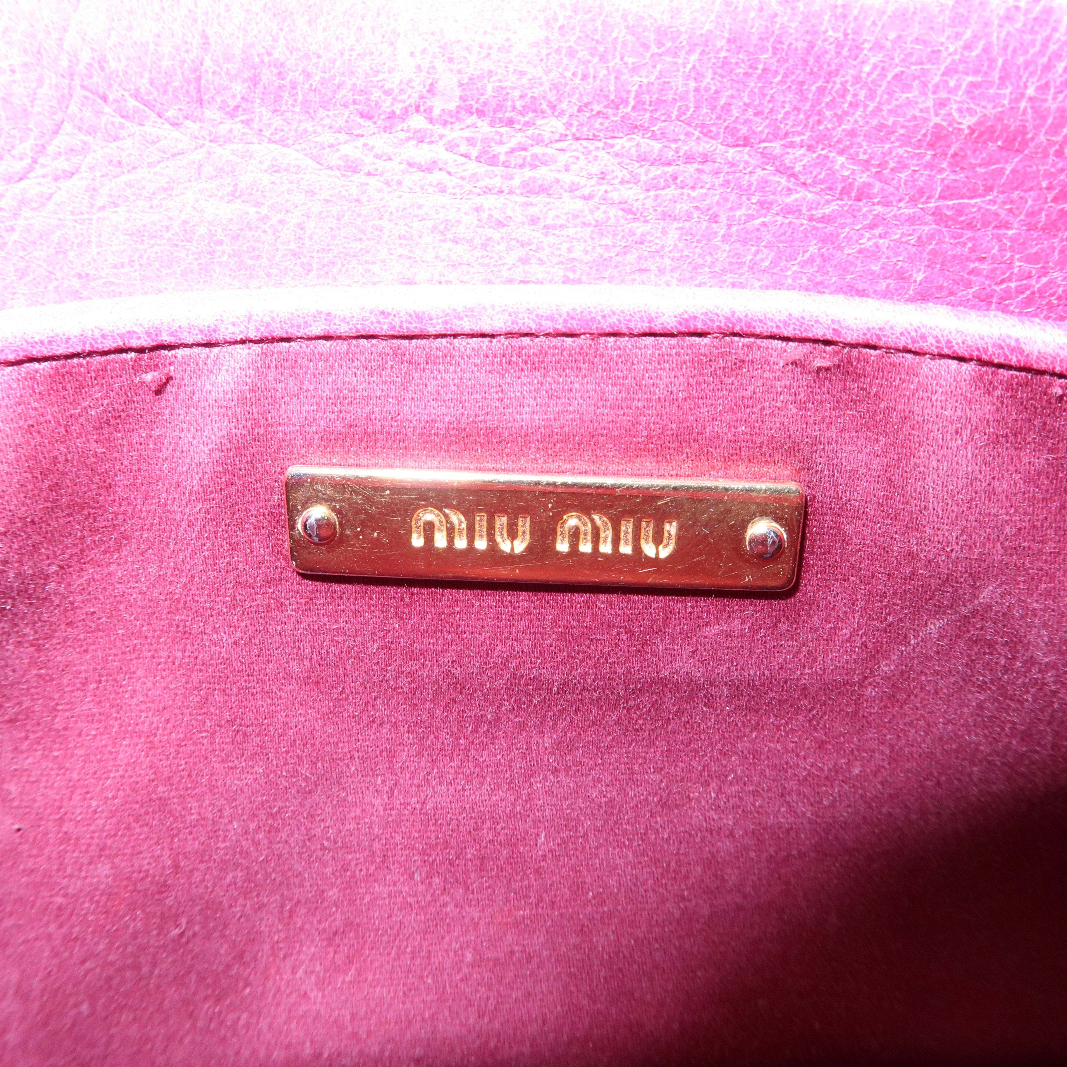 MIU MIU Matelasse Leather Pouch Clutch Bag Pink 5N1455