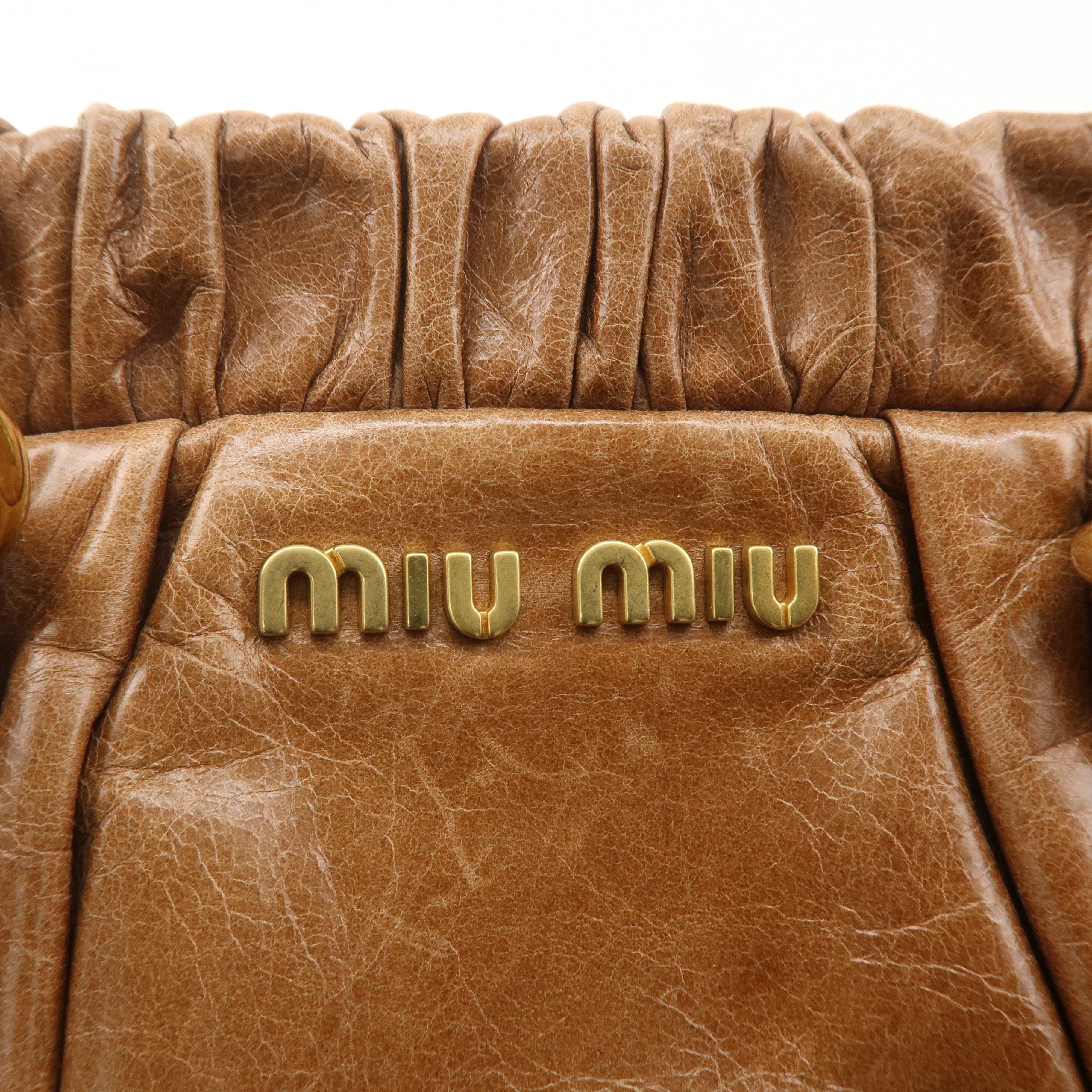 MIU MIU Leather 2Way Shoulder Bag Hand Bag Brown