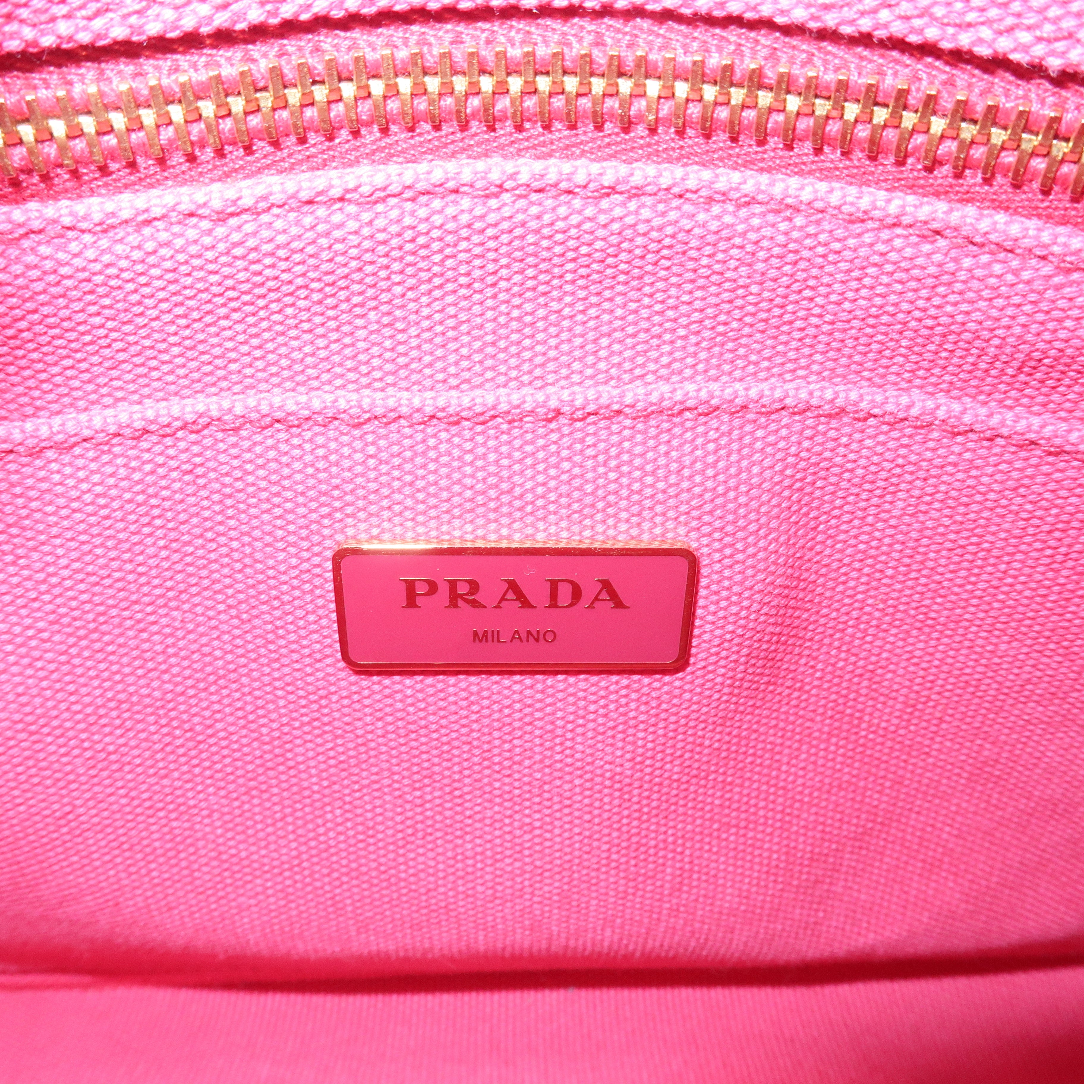 PRADA Canapa Mini Canvas 2Way Bag Hand Bag Pink B2439G