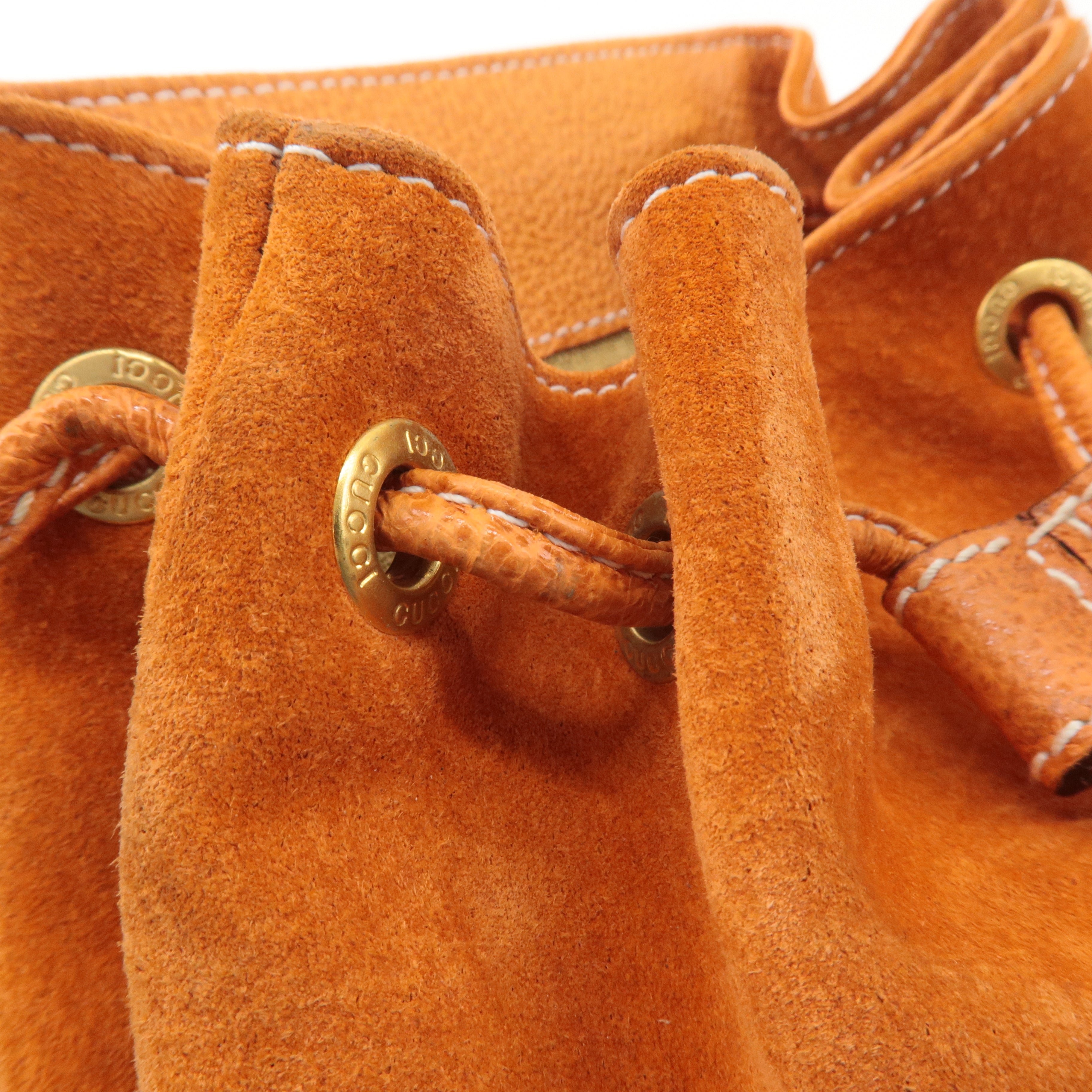 GUCCI Bamboo Suede Back Pack Orange 003･2058･0030