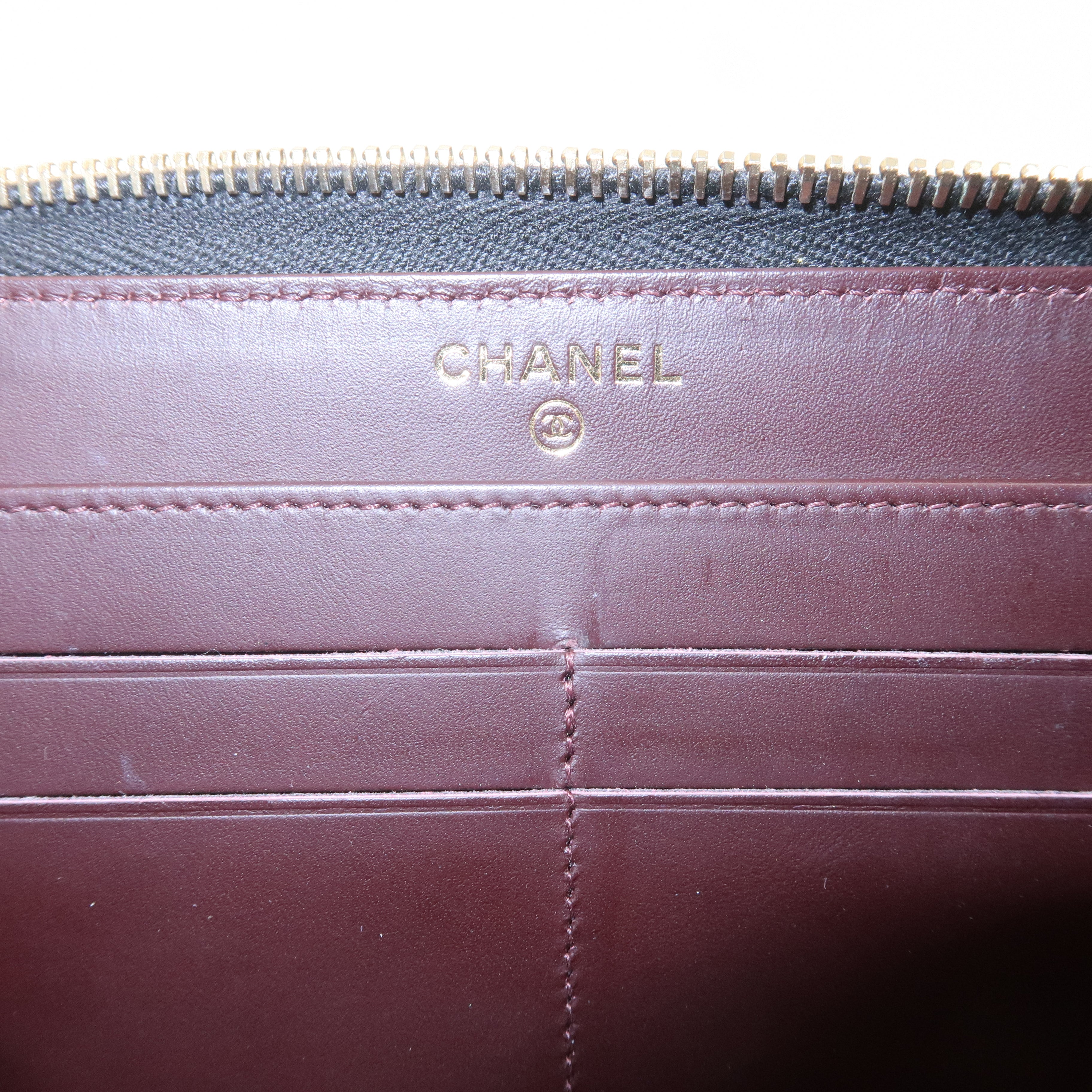 CHANEL Caviar Skin Coco Mark Matelasse Long Wallet Black A50097