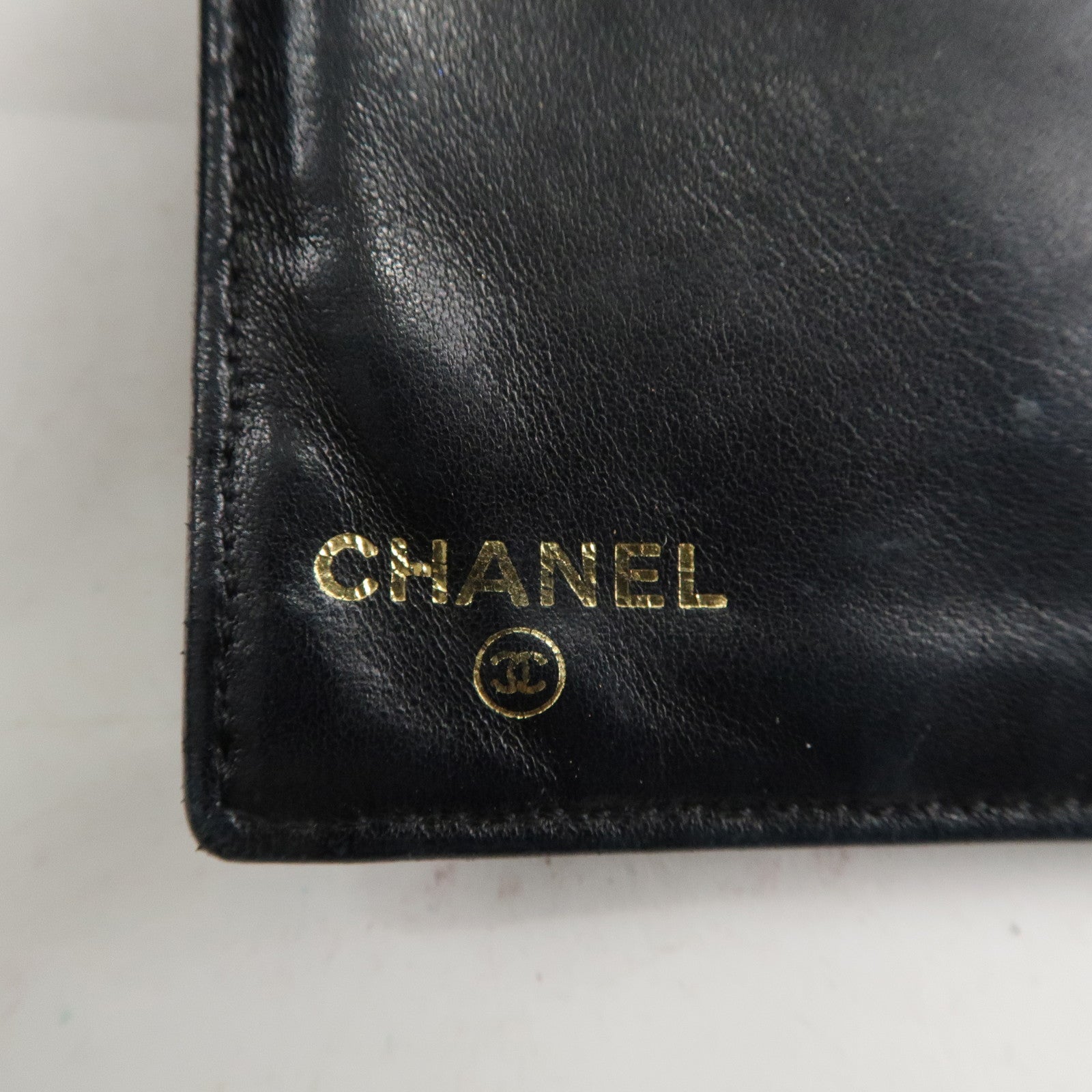 CHANEL Caviar Skin Coco Mark Bi-Fold Long Wallet Black A13498