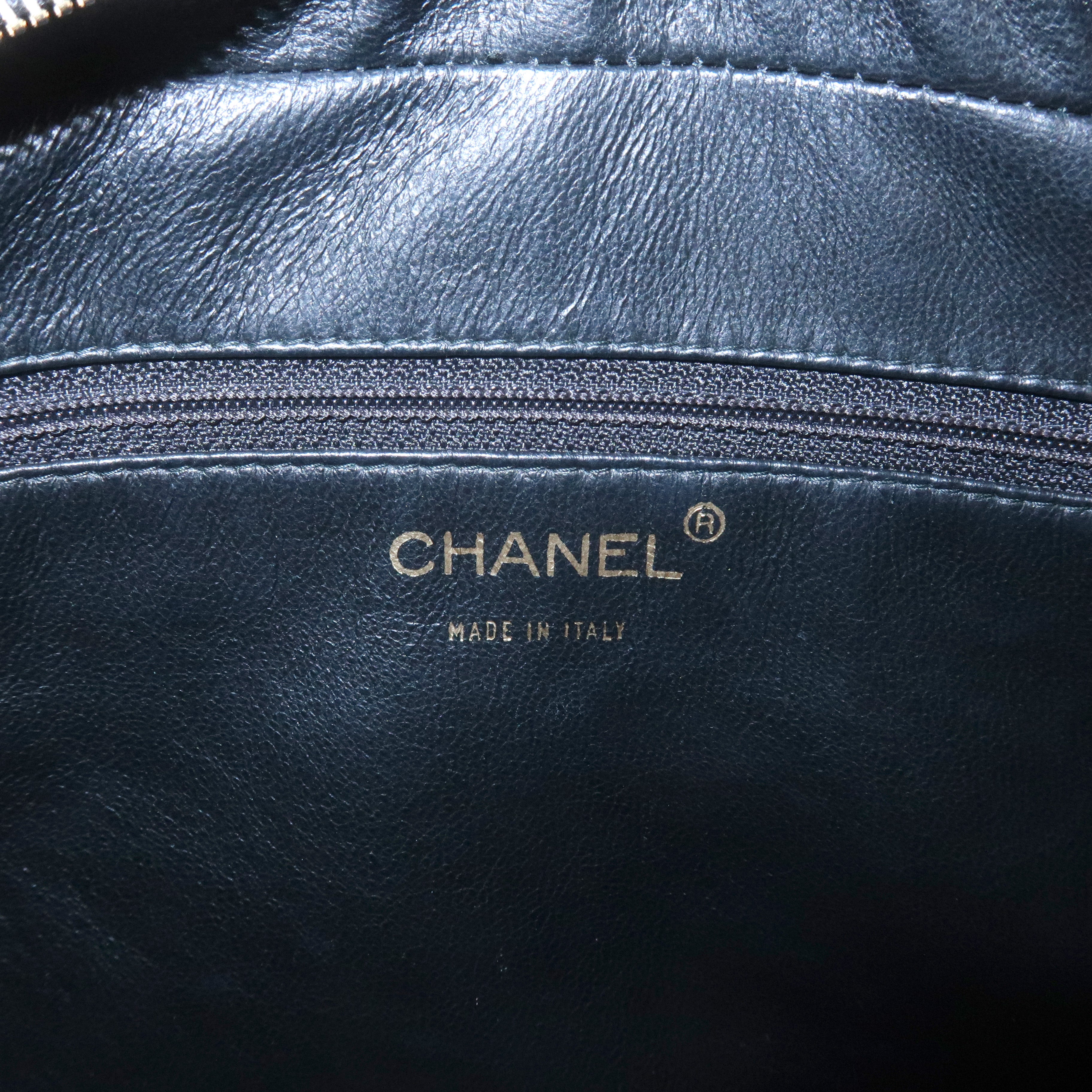 CHANEL Chocolate Bar Lamb Skin Chain Shoulder Bag Black