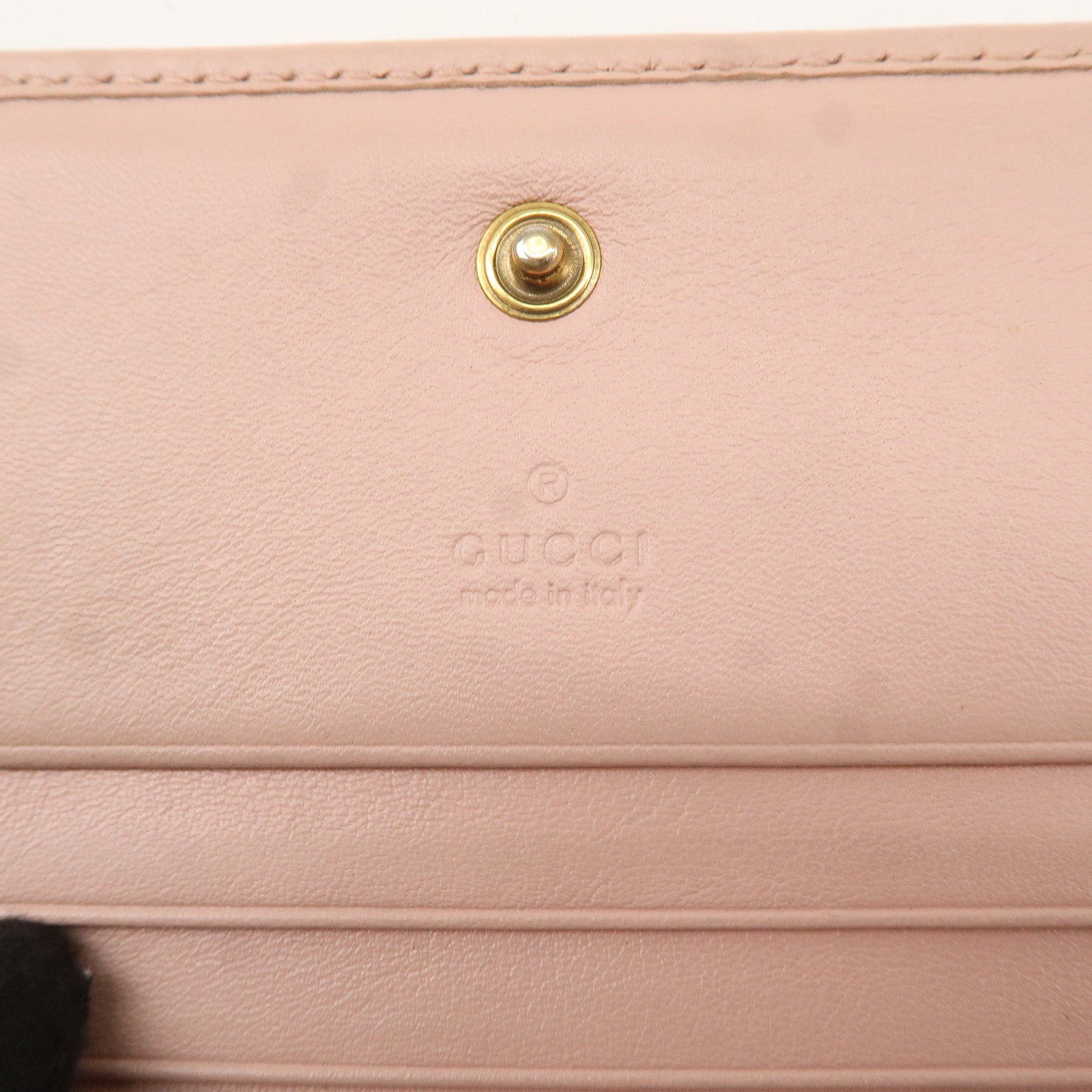 GUCCI Marmont Leather Bifold Small Wallet Pink Beige 466492