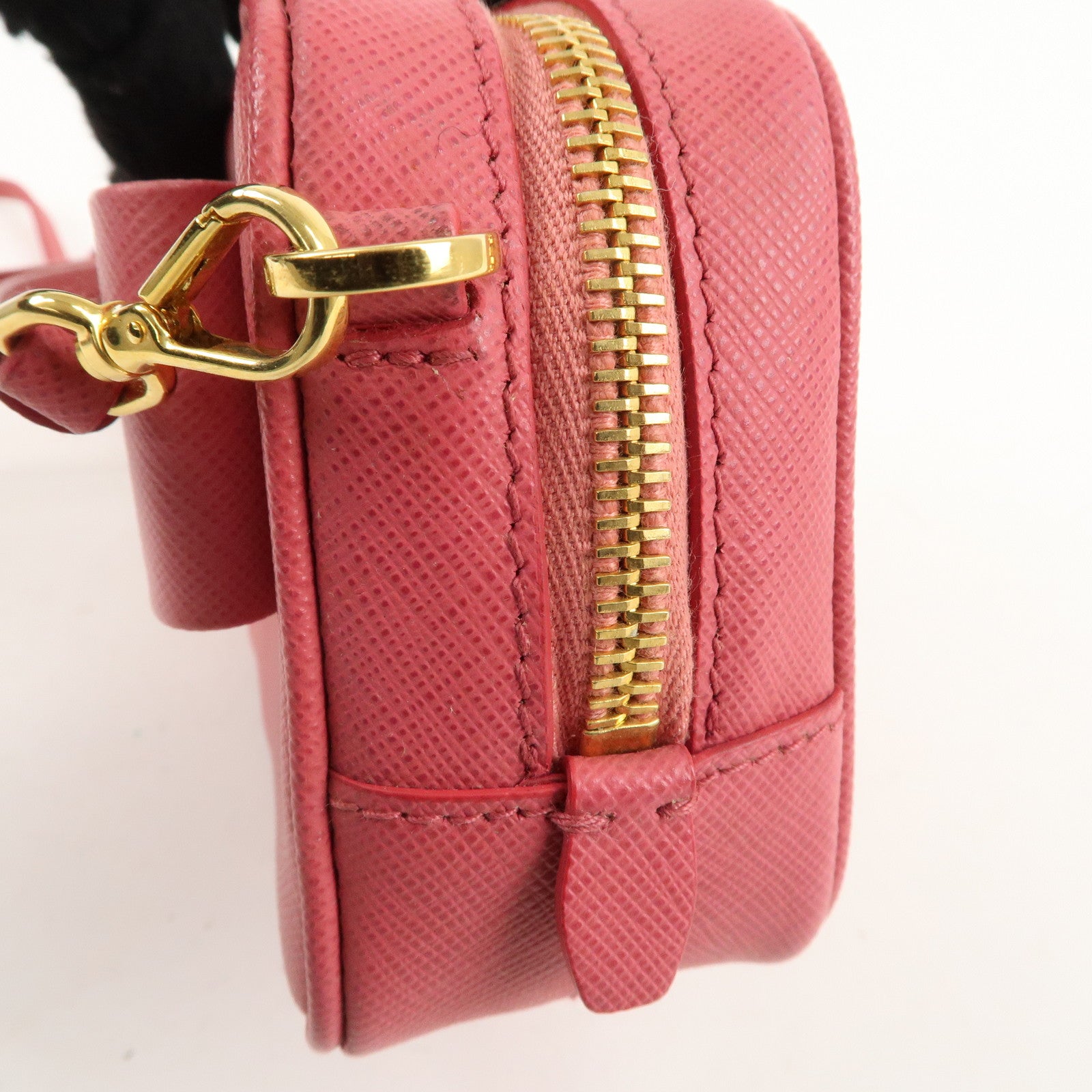 PRADA Logo Saffiano Leather Ribbon Shoulder Bag Pink 1N1674