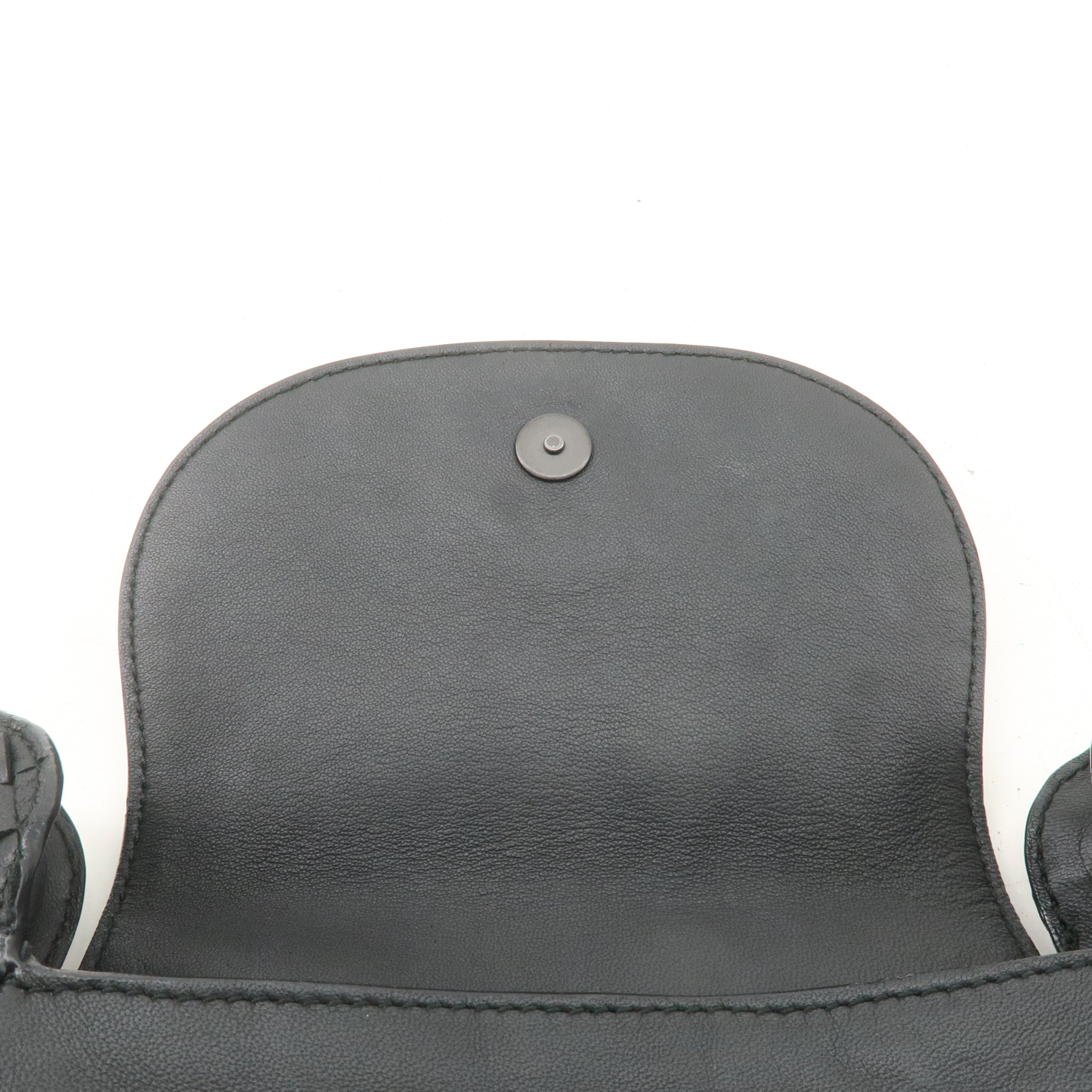 BOTTEGA VENETA Intrecciato Leather Shoulder Bag Black 536228