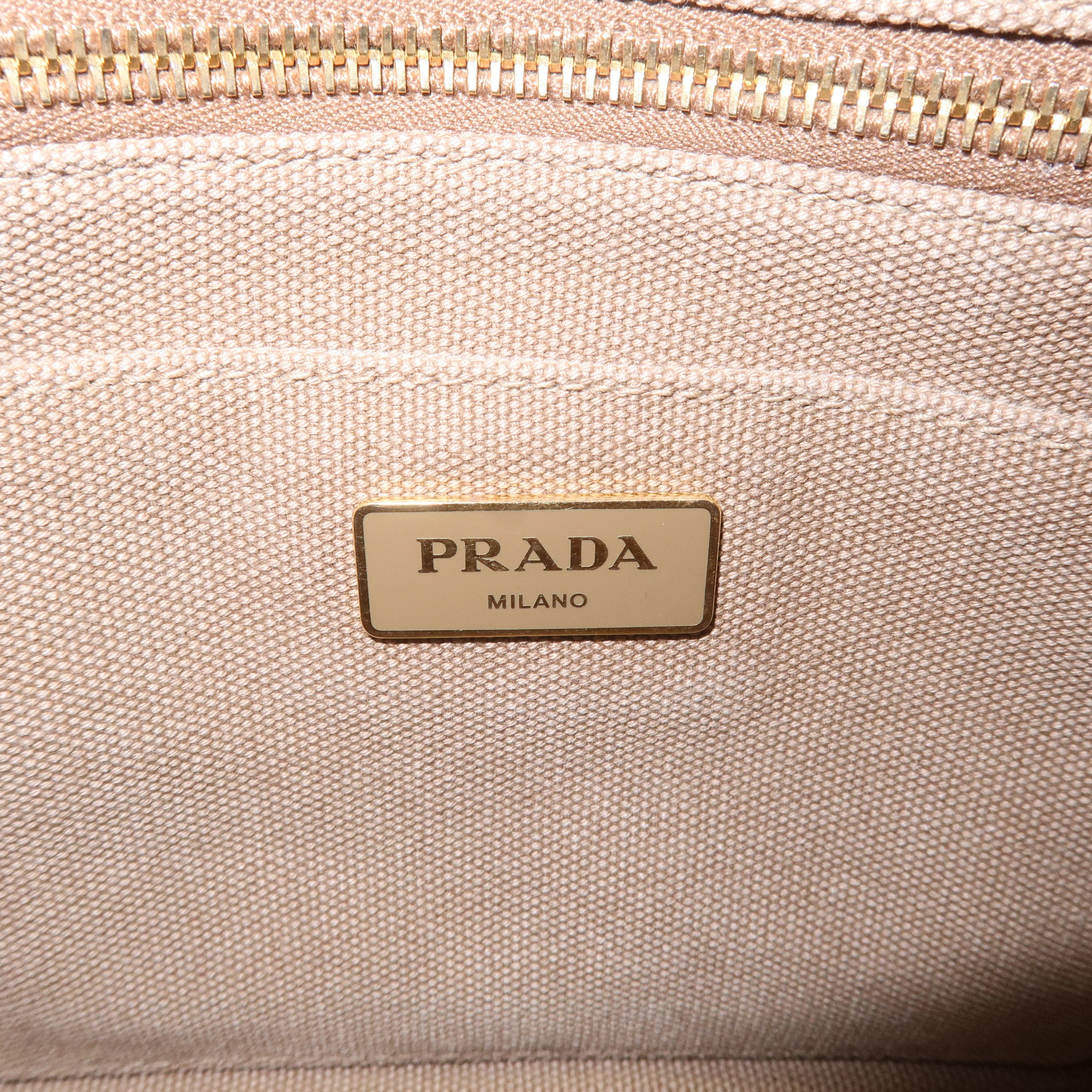 PRADA Logo Canapa Mini Canvas 2Way Shoulder Bag LIght Brown 1BG439