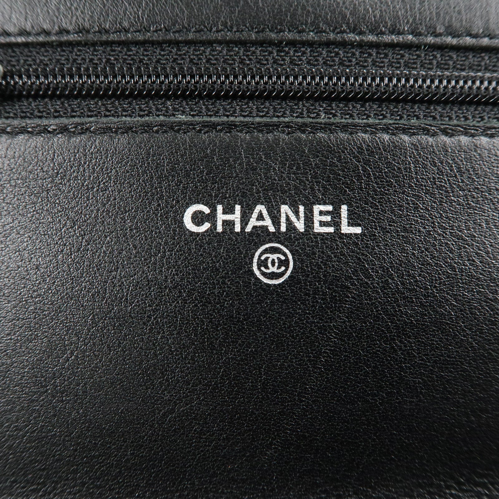 CHANEL Coco Mark Caviar Skin Chain Wallet WOC Black A48654