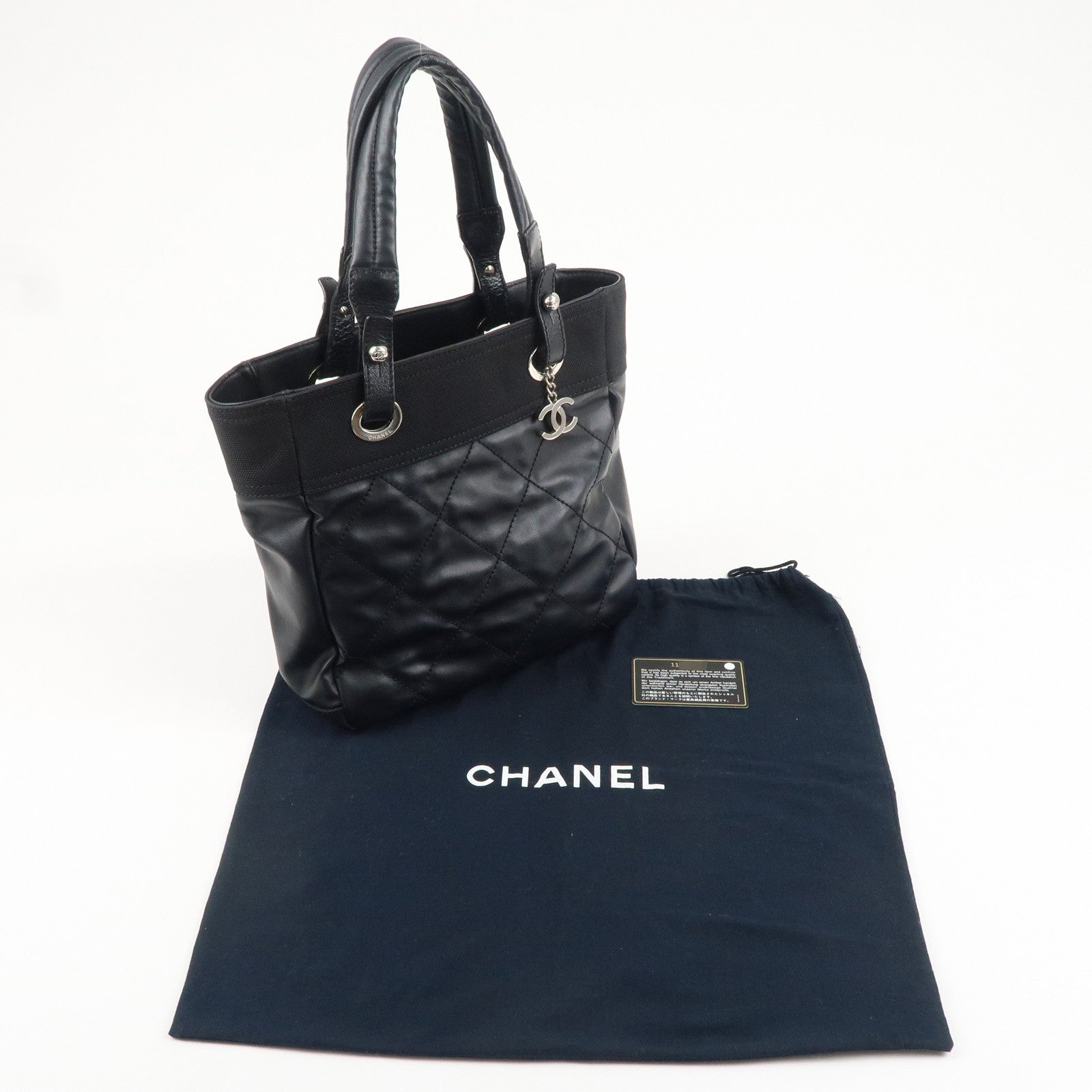 CHANEL Paris Biarritz Coated Canvas Leather Tote Bag PM A34208