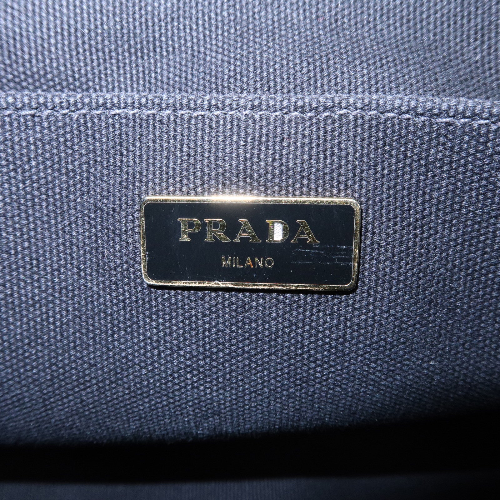 PRADA Logo Canapa Canvas 2way Hand Bag Black 1BG642