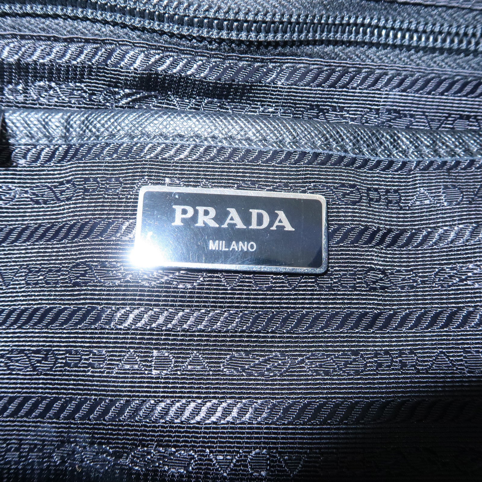 PRADA Logo Nylon Leather Back Pack Ruck Sack NERO Black 1BZ811