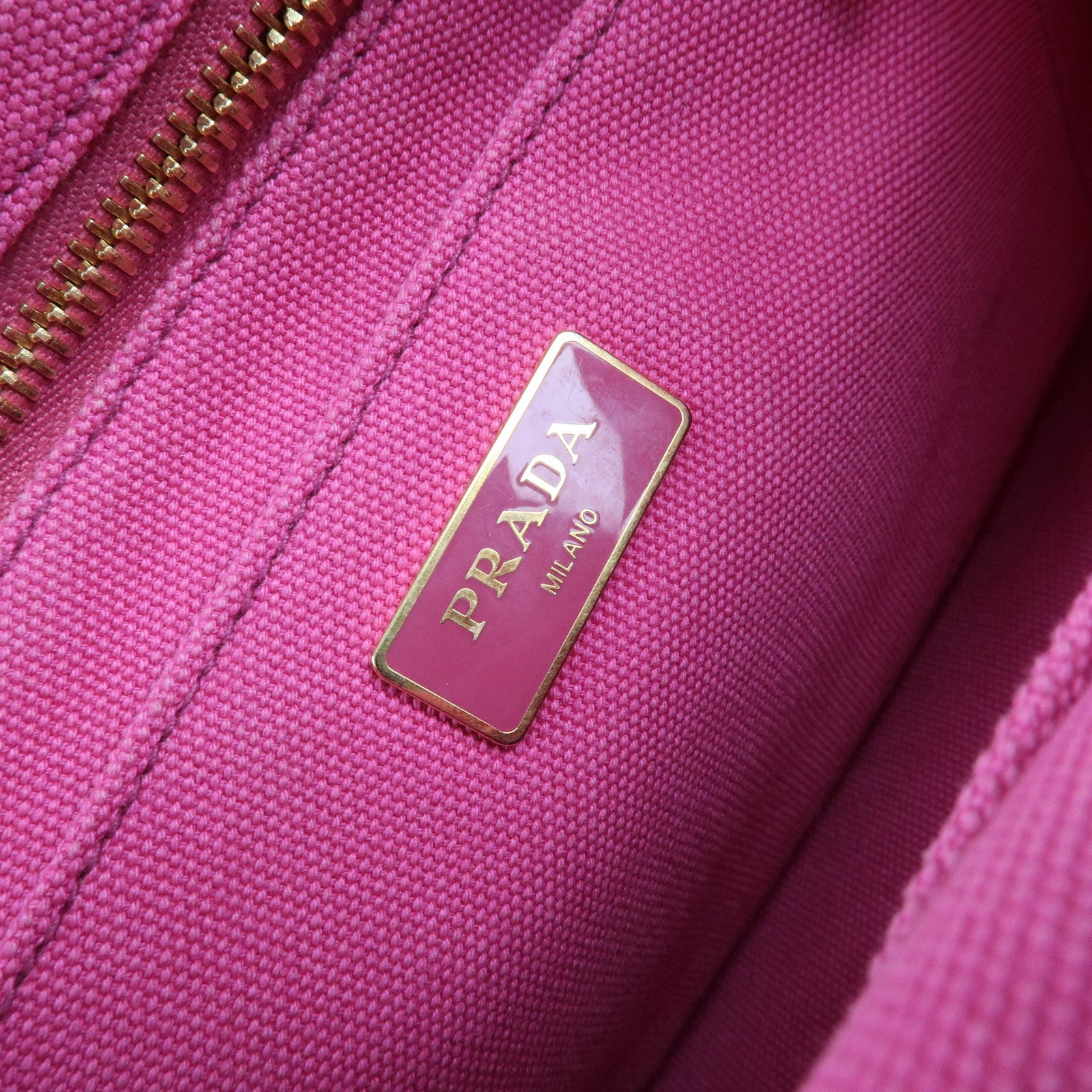 PRADA Logo Canapa Mini Canvas 2Way Bag Tote Bag Pink 1BG439