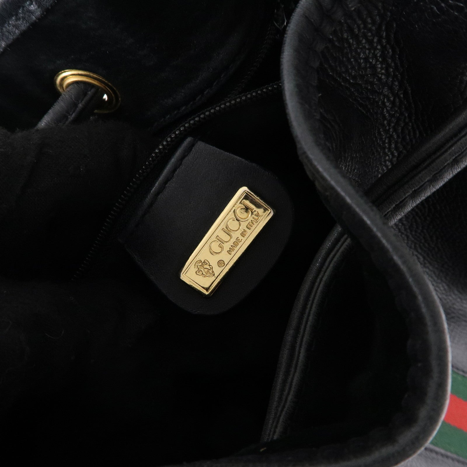 GUCCI Old Gucci Sherry Leather Shoulder Bag Black 001.105.0913