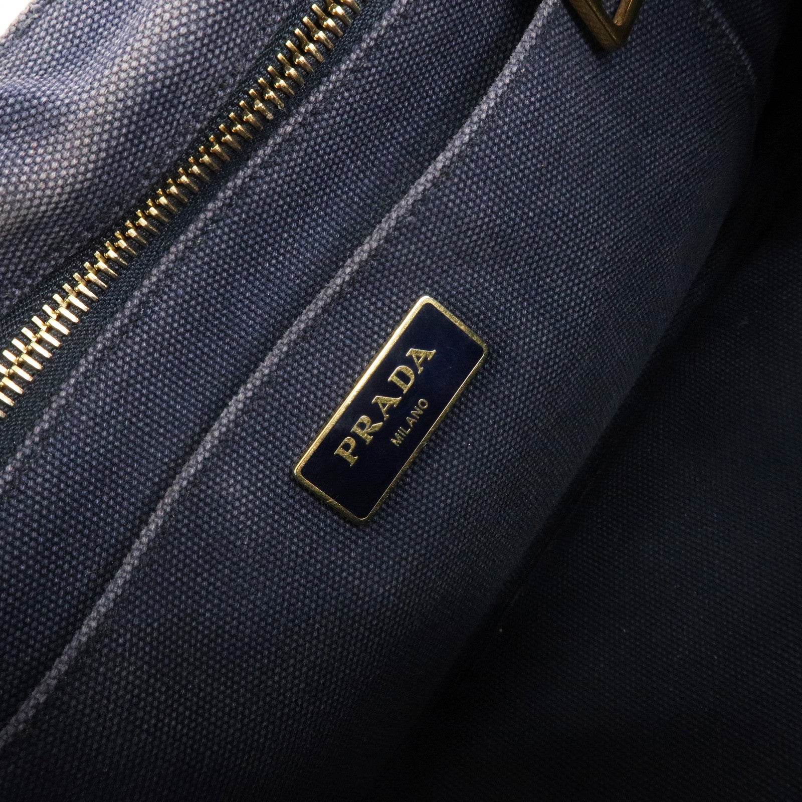 PRADA Logo Canapa Mini Canvas 2Way Bag Hand Bag Navy 1BG439