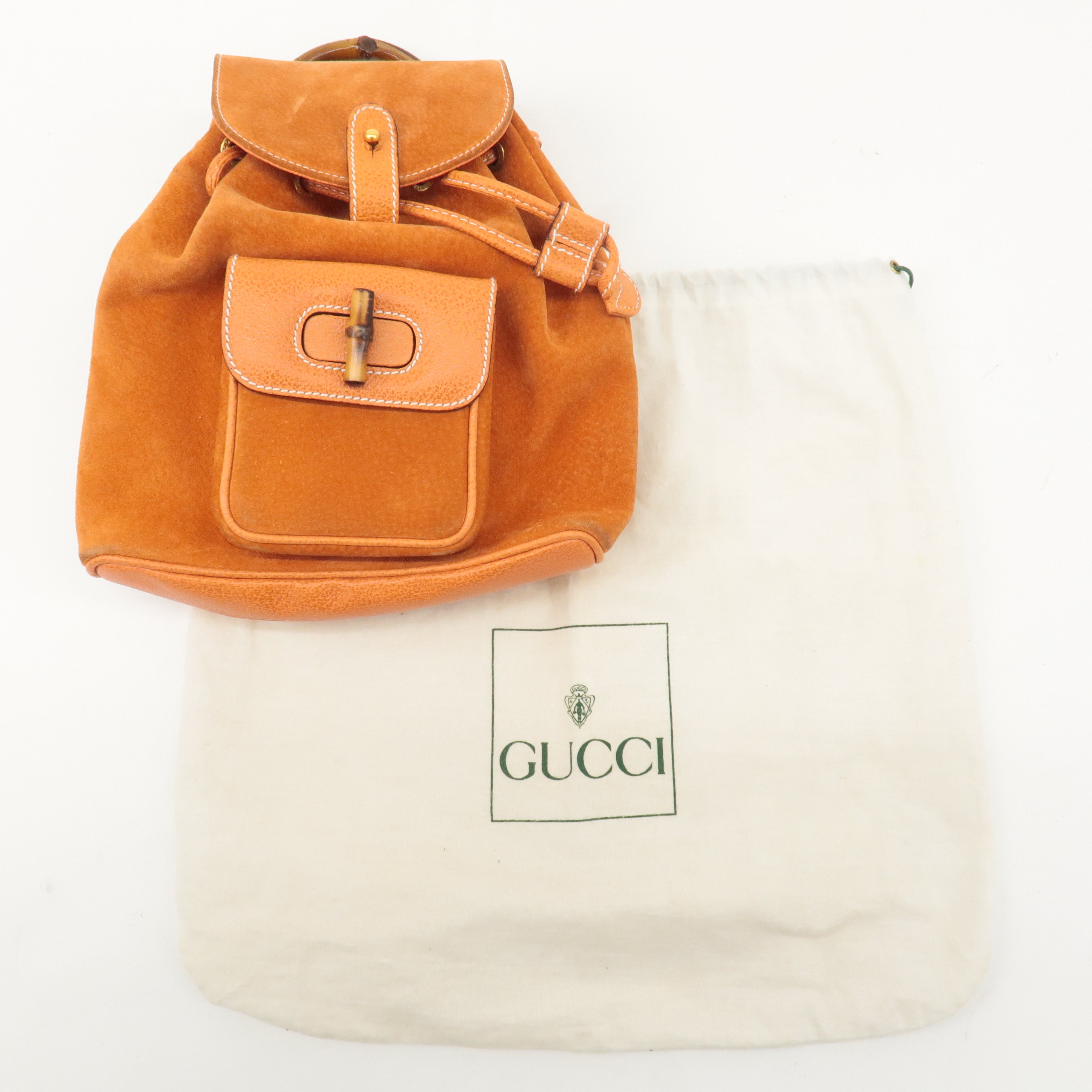 GUCCI Bamboo Suede Back Pack Orange 003･2058･0030