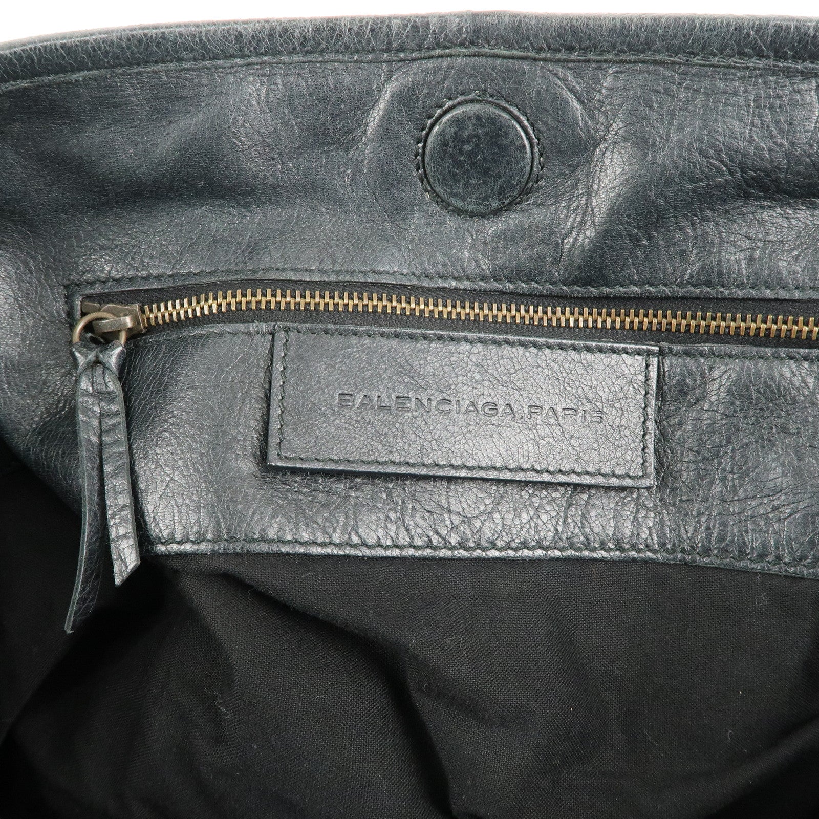 BALENCIAGA Leather The Sunday Tote Hand Bag Dark Gray 228750