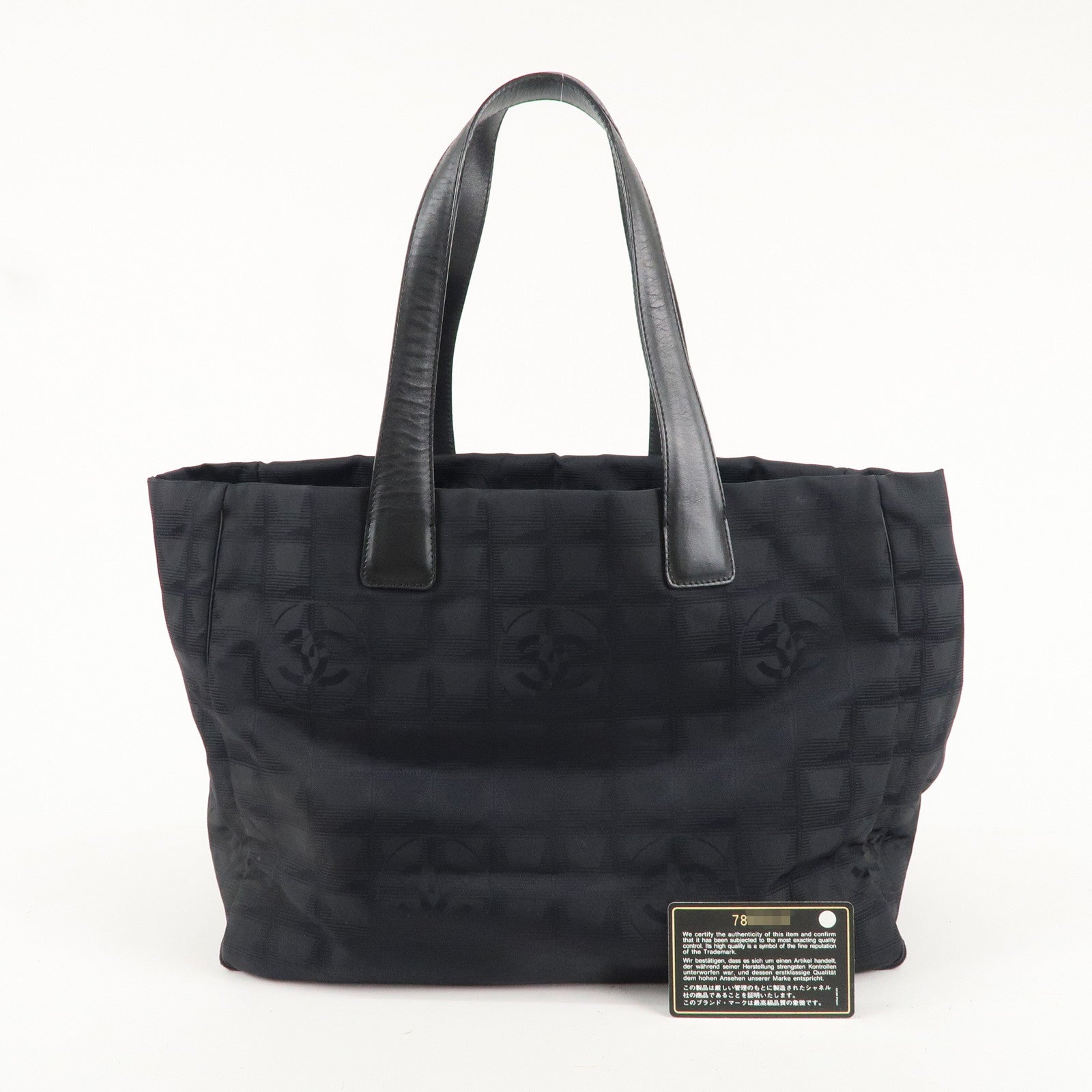 CHANEL Travel Line Nylon Jacquard Leather Tote Bag Black A15991