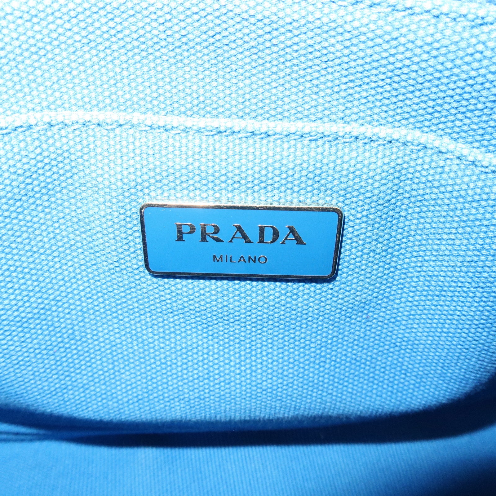 PRADA Logo Canapa Mini Canvas Tote Bag Hand Bag Blue