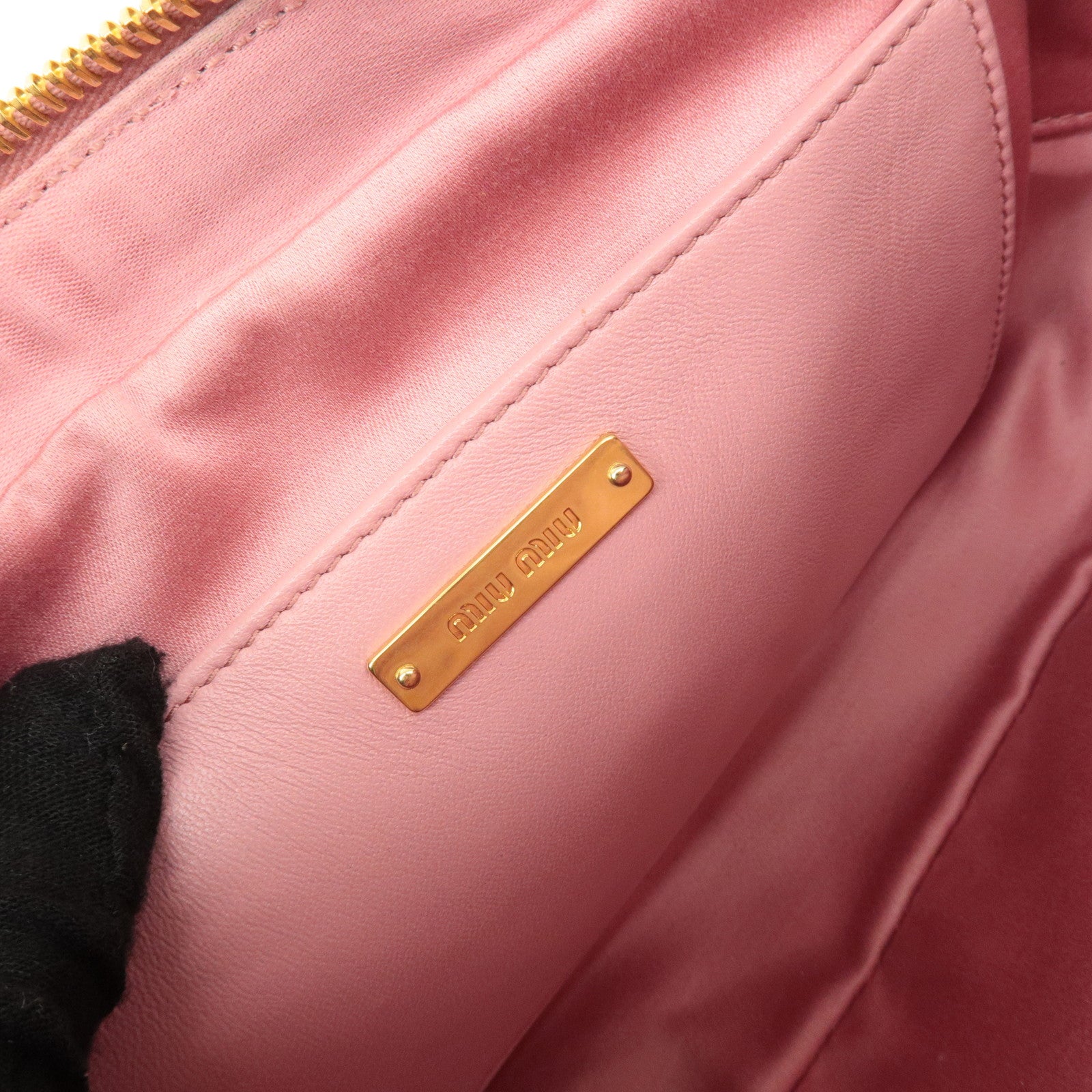 MIU MIU Matelasse Leather Chain Shoulder Bag Pink