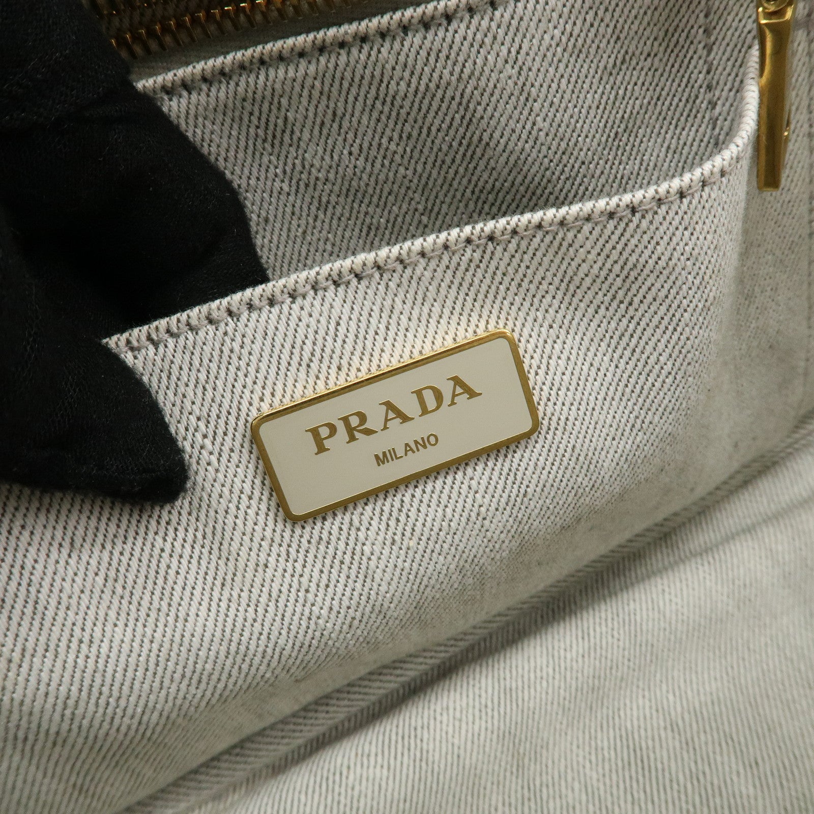 PRADA Logo Canapa Mini Canvas 2Way Tote Bag Hand Bag Gray