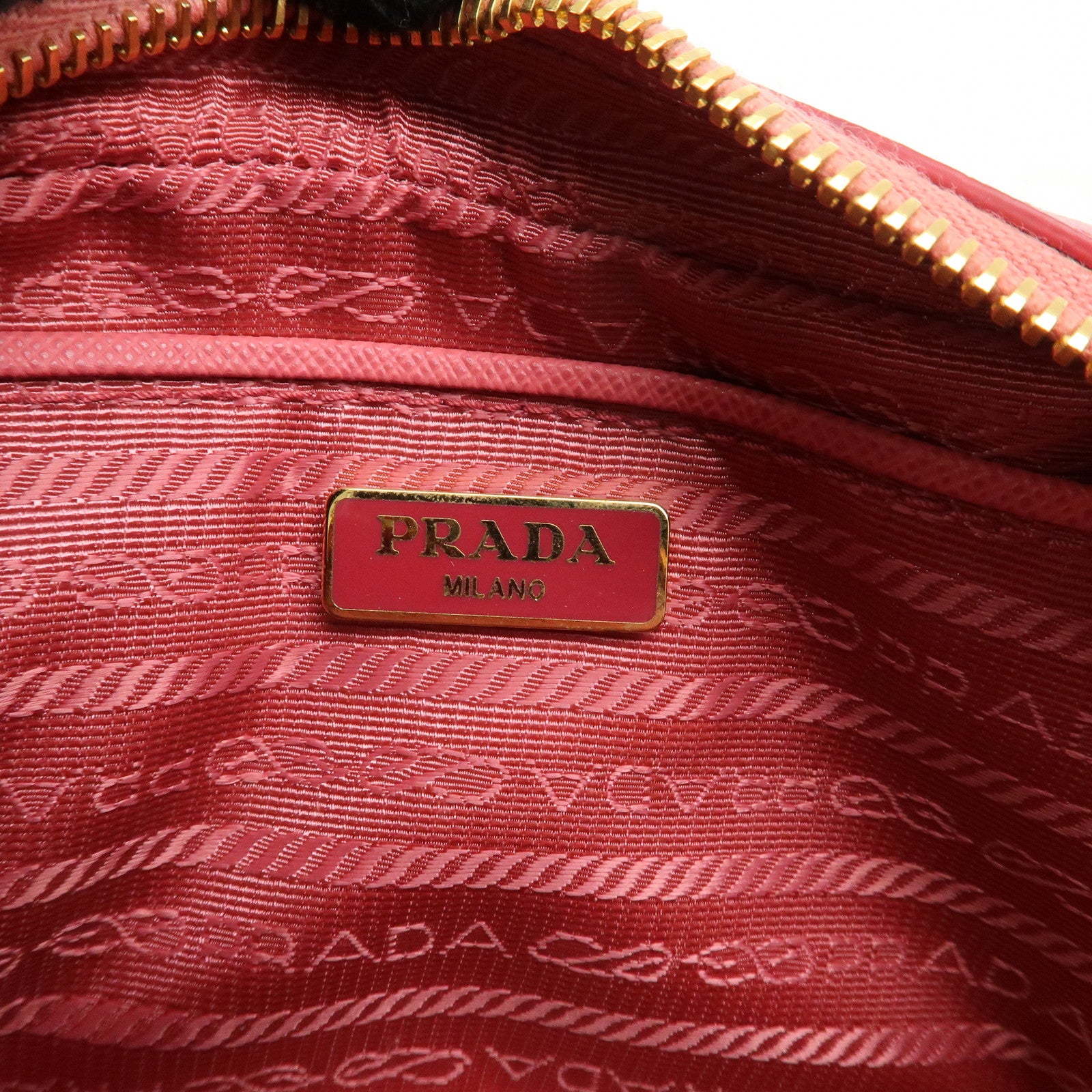 PRADA Logo Saffiano Leather Ribbon Shoulder Bag Pink 1N1674