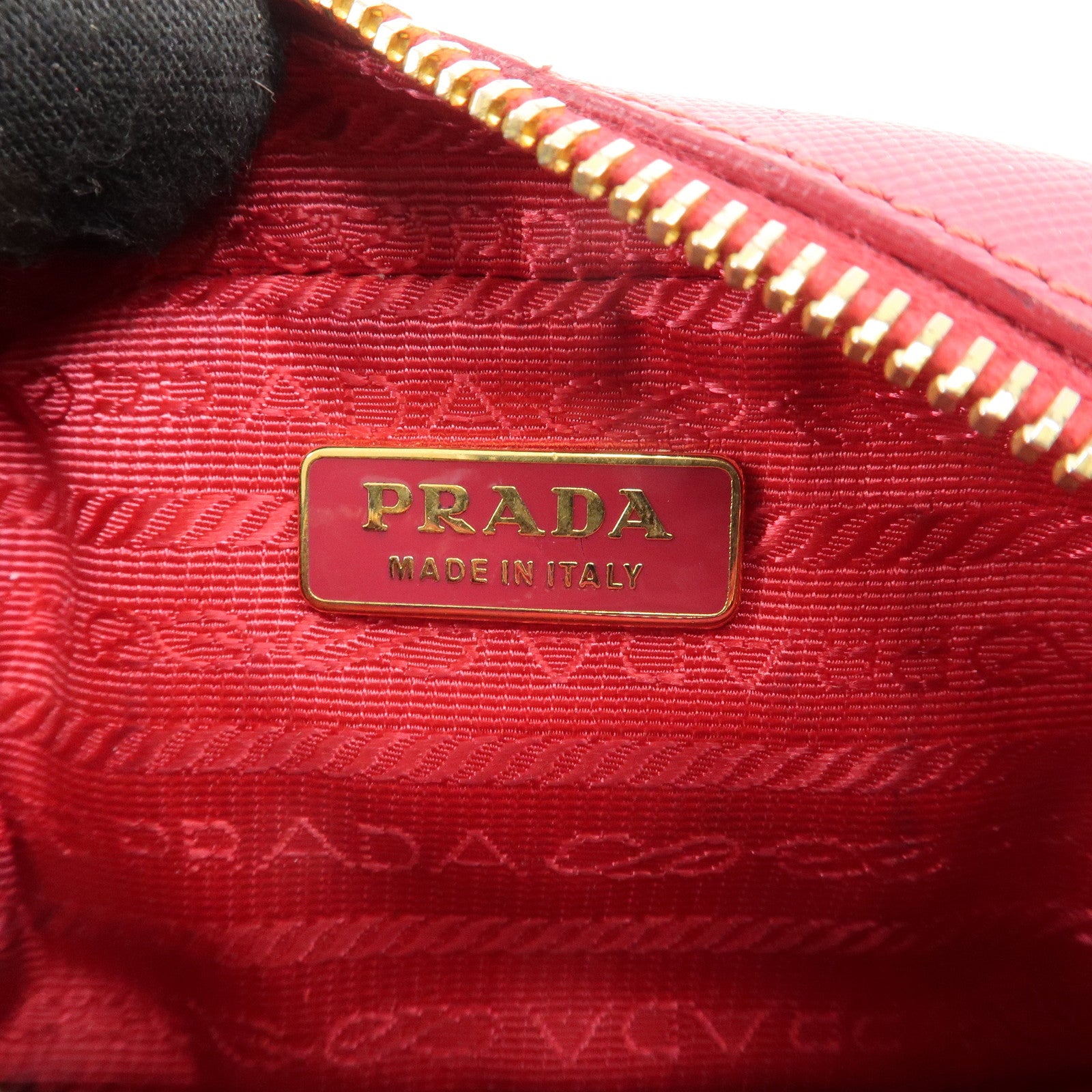 PRADA Logo Safiano Leather Mini Hand Bag Mini Pouch Pink