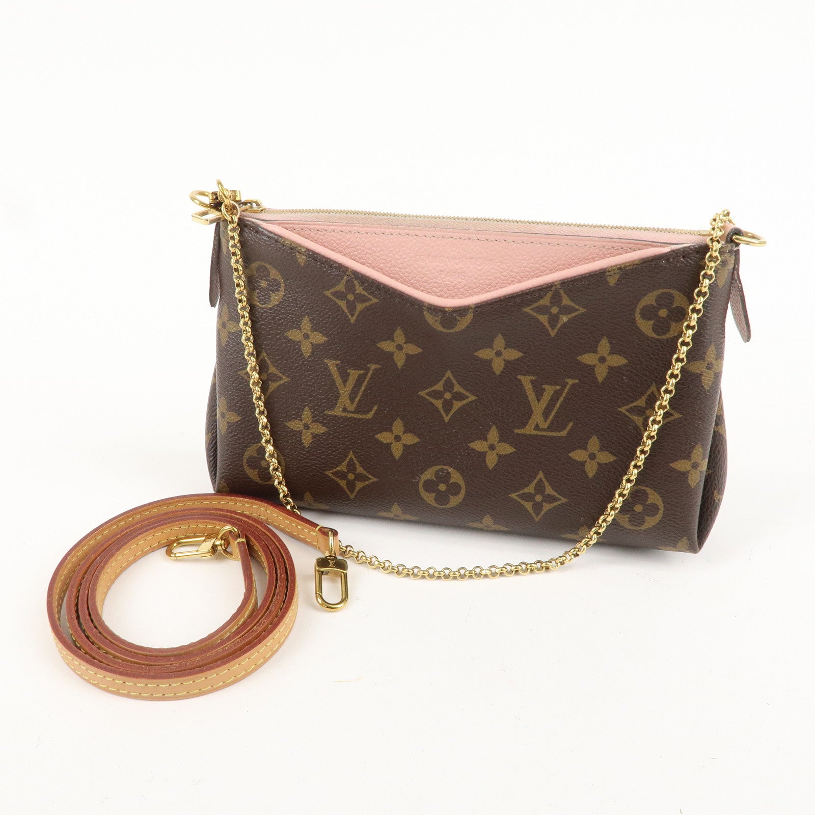 Louis Vuitton Monogram Pallas Clutch 2Way Shoulder Bag Pink M44037