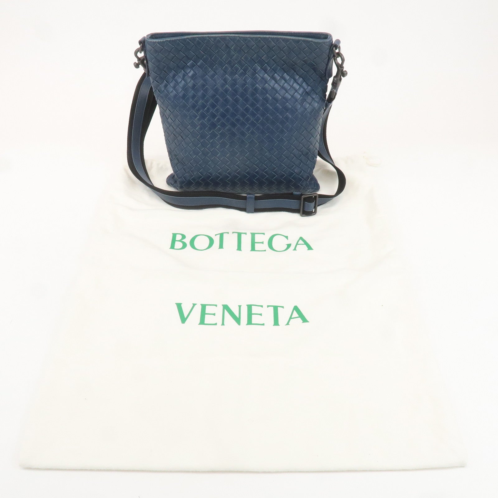 BOTTEGA VENETA Hobo Intrecciato Leather Shoulder Bag Navy 276357