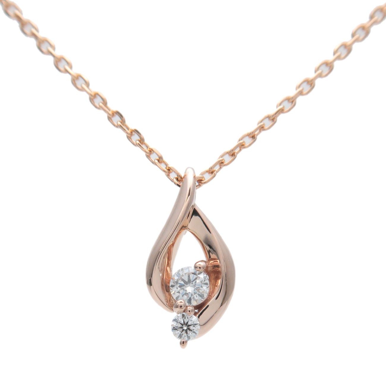 STAR-JEWELRY-2P-Diamond-Necklace-0.04ct-K18PG-750PG-Rose-Gold