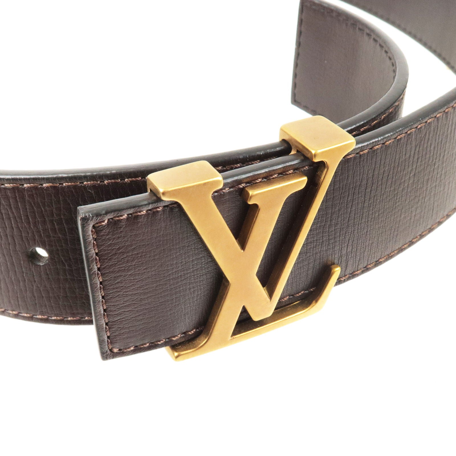 Louis Vuitton Utah Saint Tulle Initial Belt 85/34 Brown N6902