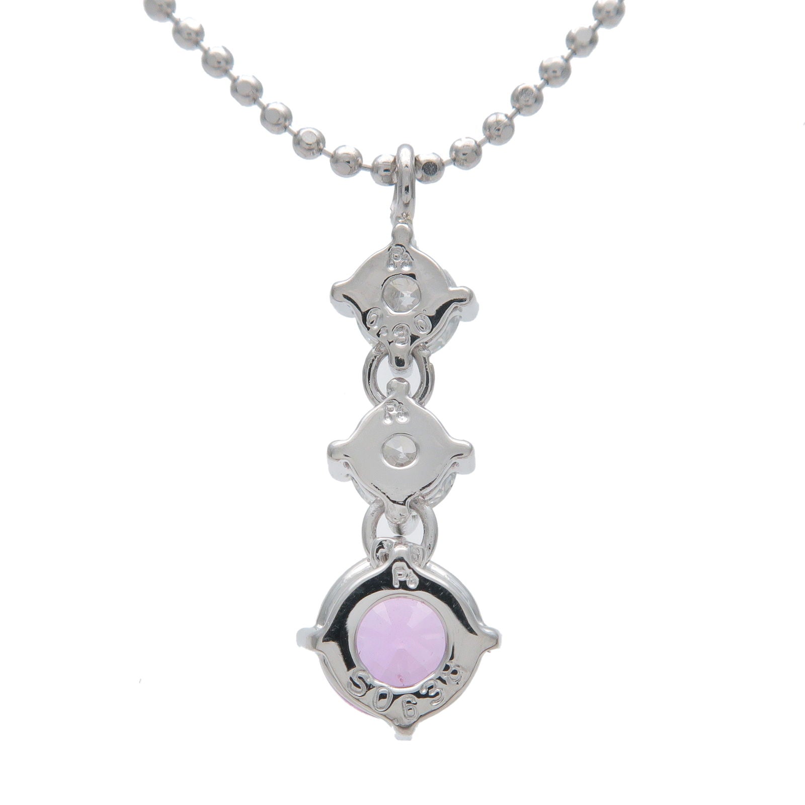 Pink Sapphire Diamond Necklace S0.638ct 0.30ct PT850 Platinum