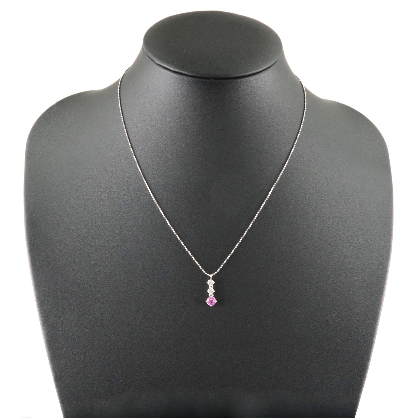 Pink Sapphire Diamond Necklace S0.638ct 0.30ct PT850 Platinum