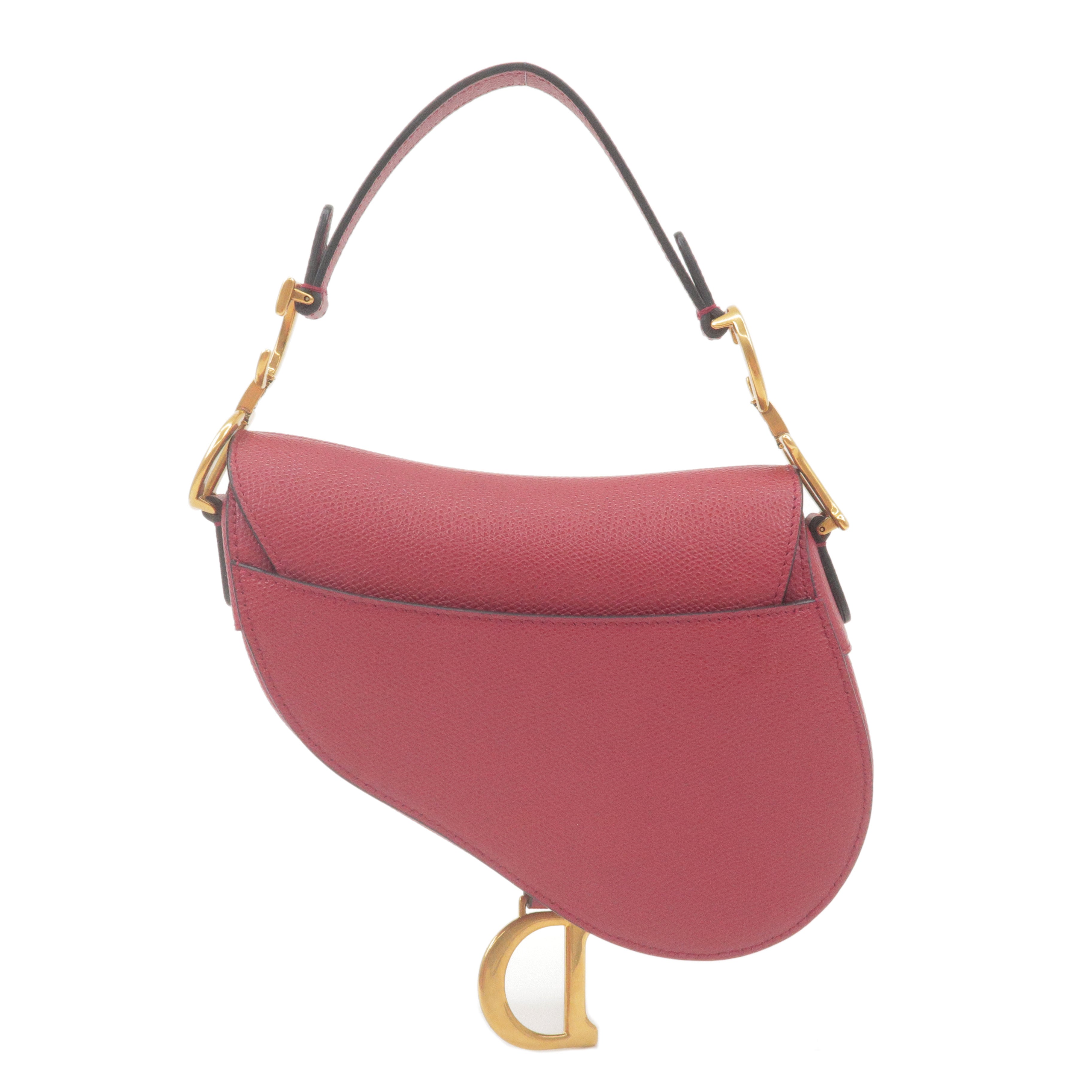 Christian Dior Saddle Bag Leather Shoulder Bag Red