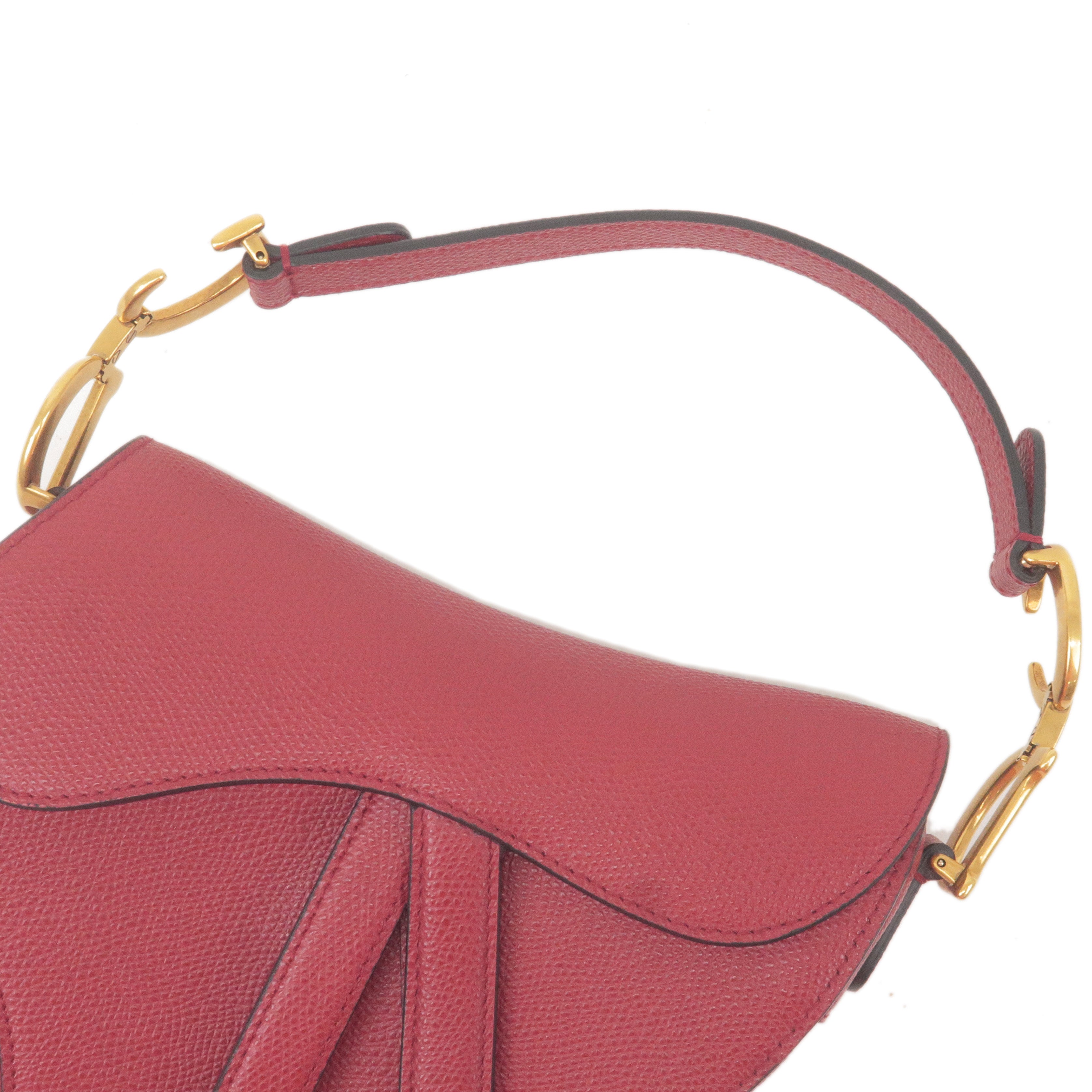 Christian Dior Saddle Bag Leather Shoulder Bag Red