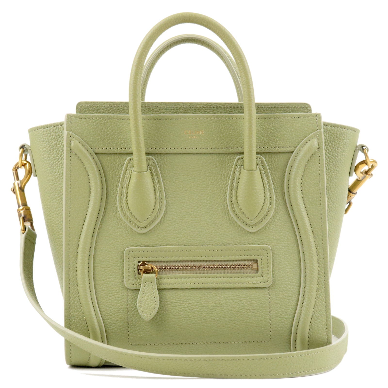 CELINE-Leather-Luggage-Nano-Shopper-2Way-Bag-Light-Khaki-189243