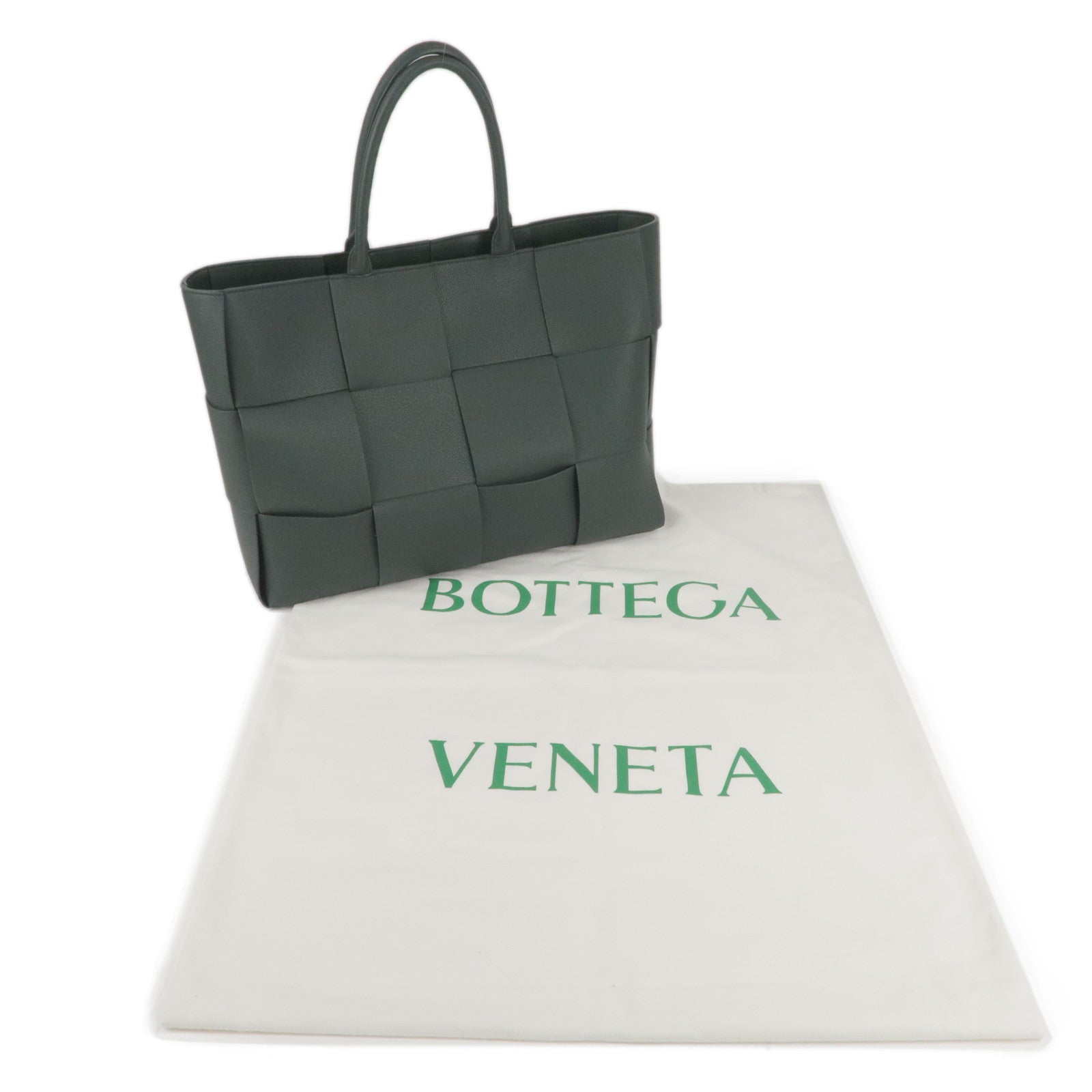 BOTTEGA VENETA Intrecciato Large Arco Leather Tote Bag Raintree