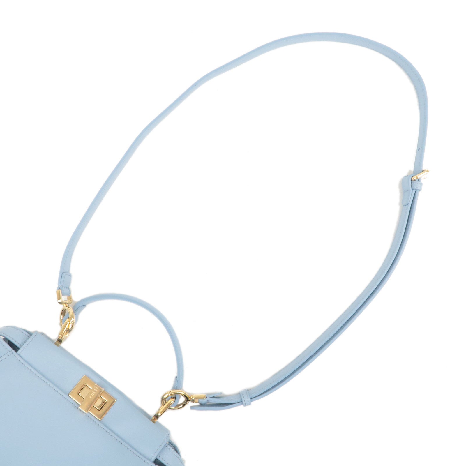 FENDI Mini Peekaboo Leather 2Way Mini Bag Light Blue 8BN244