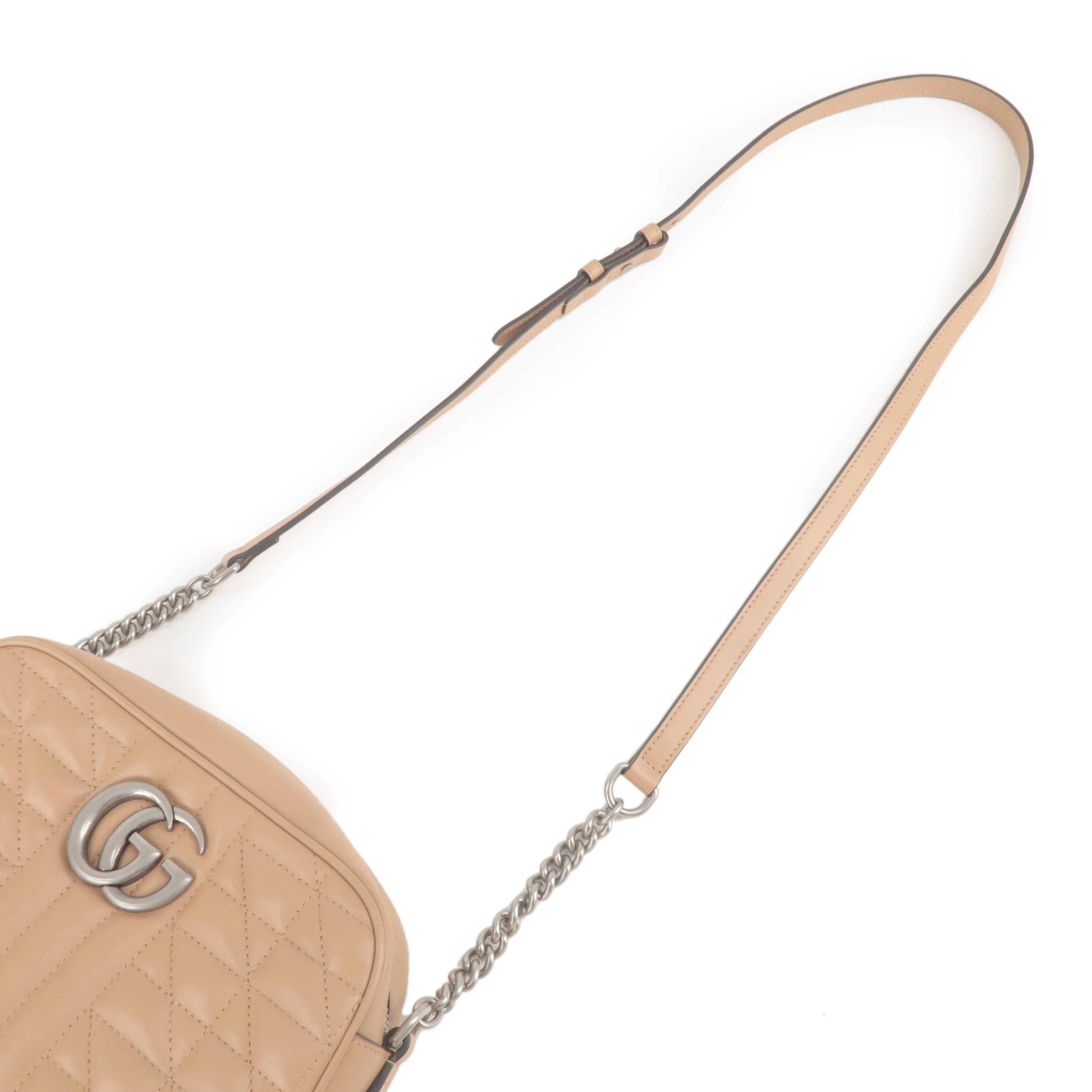 GUCCI GG Marmont Leather Shoulder Bag Crossbody Bag Beige 447632