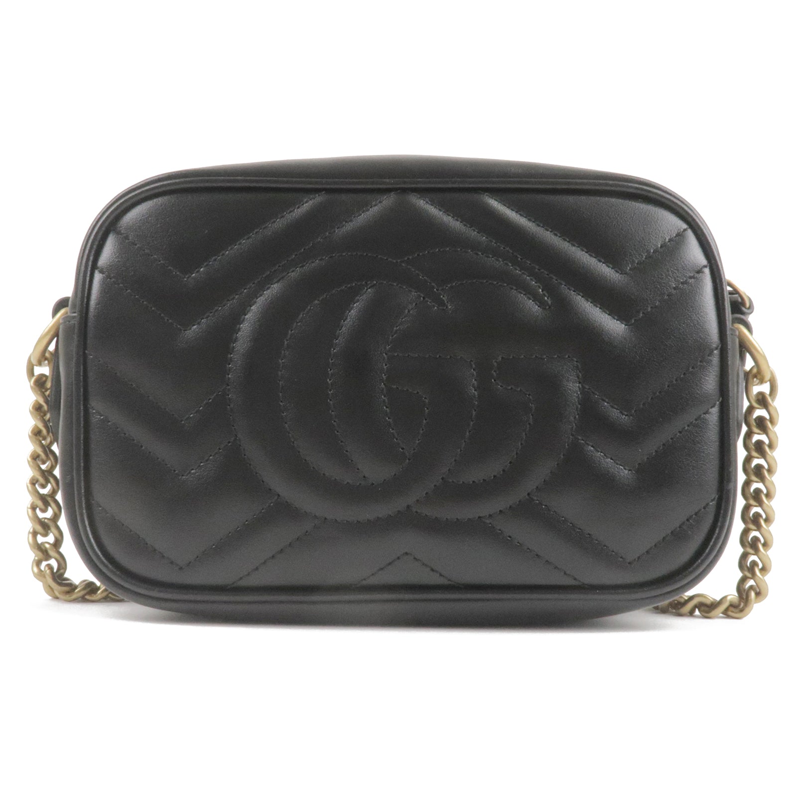 GUCCI GG Marmont Leather Chain Shoulder Bag 448065 Black