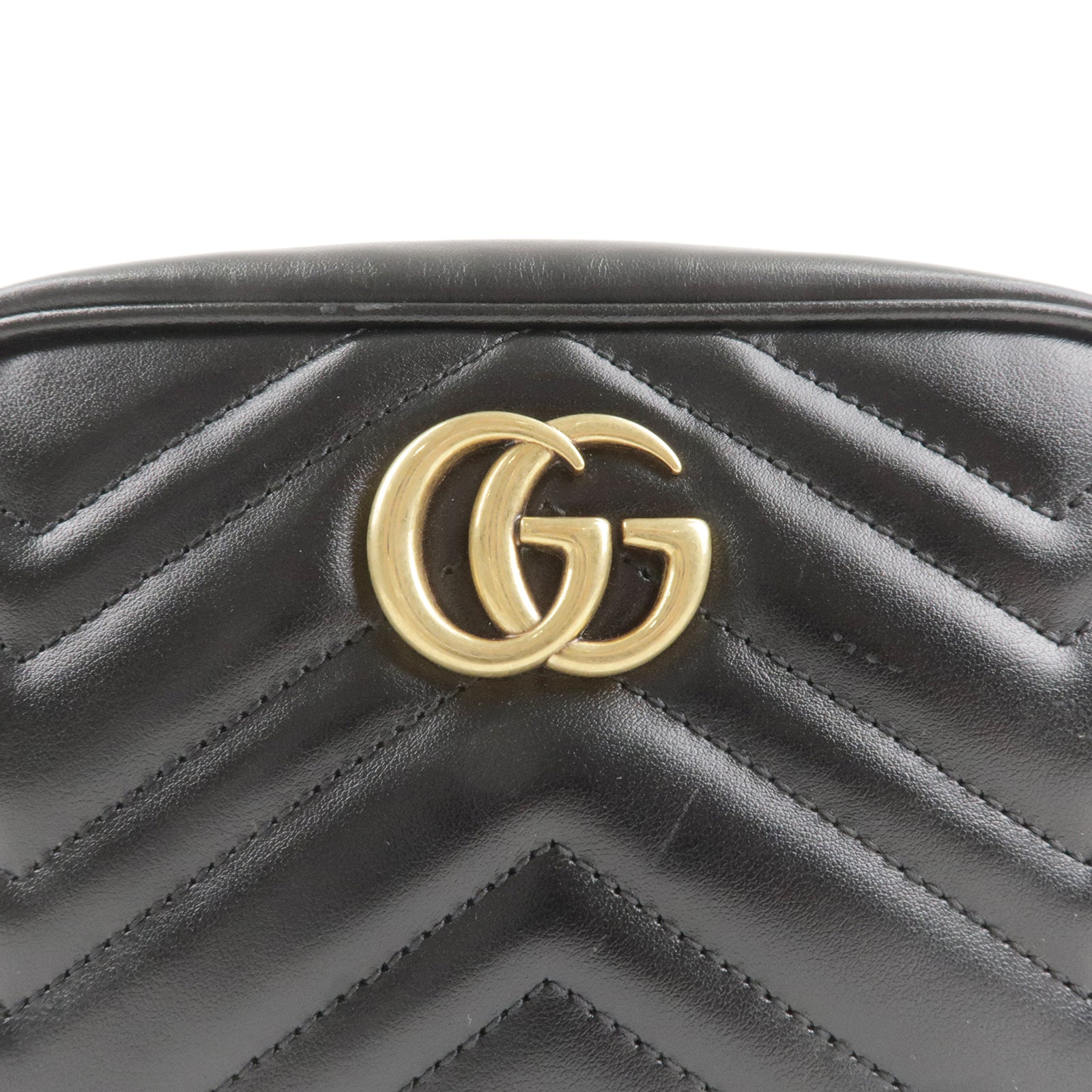 GUCCI GG Marmont Leather Chain Shoulder Bag 448065 Black